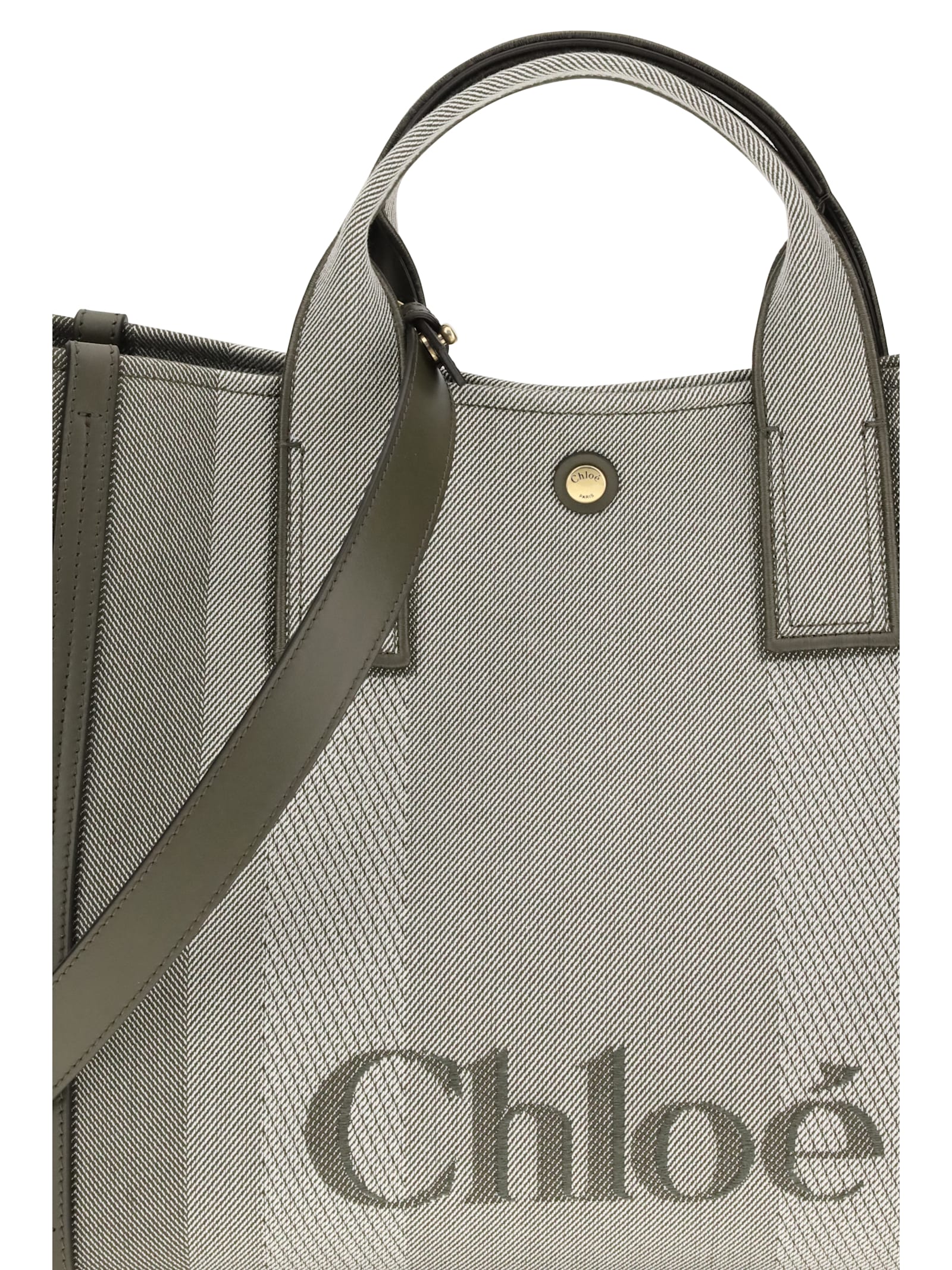 Chloé Carry Logo Detailed Large Tote Bag In Gray