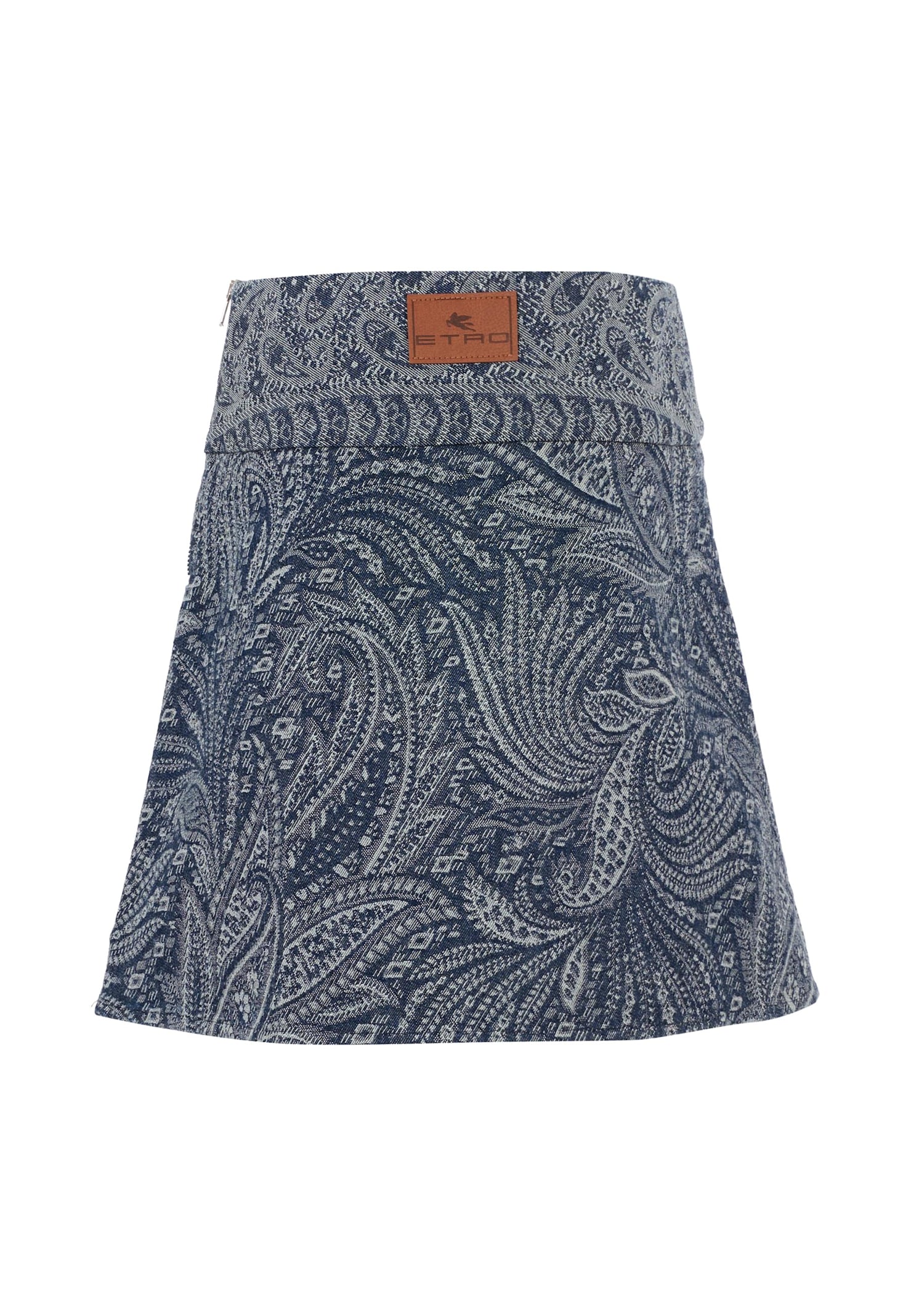 Etro Paisley-print Zip-fastening Skirt In Blue