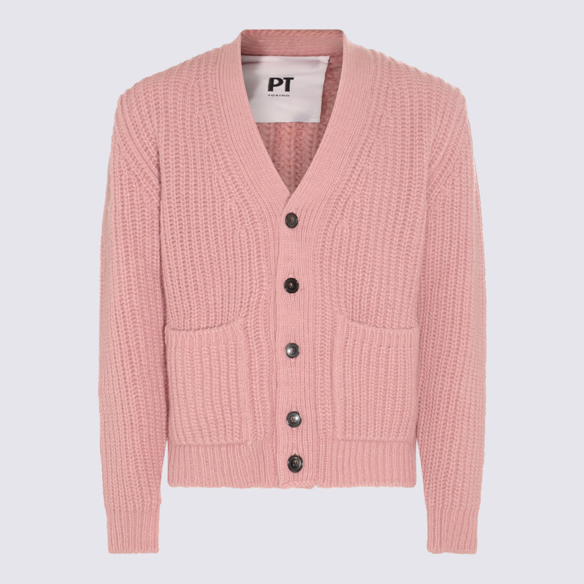 Pt01 Pink Wool Blend Cardigan
