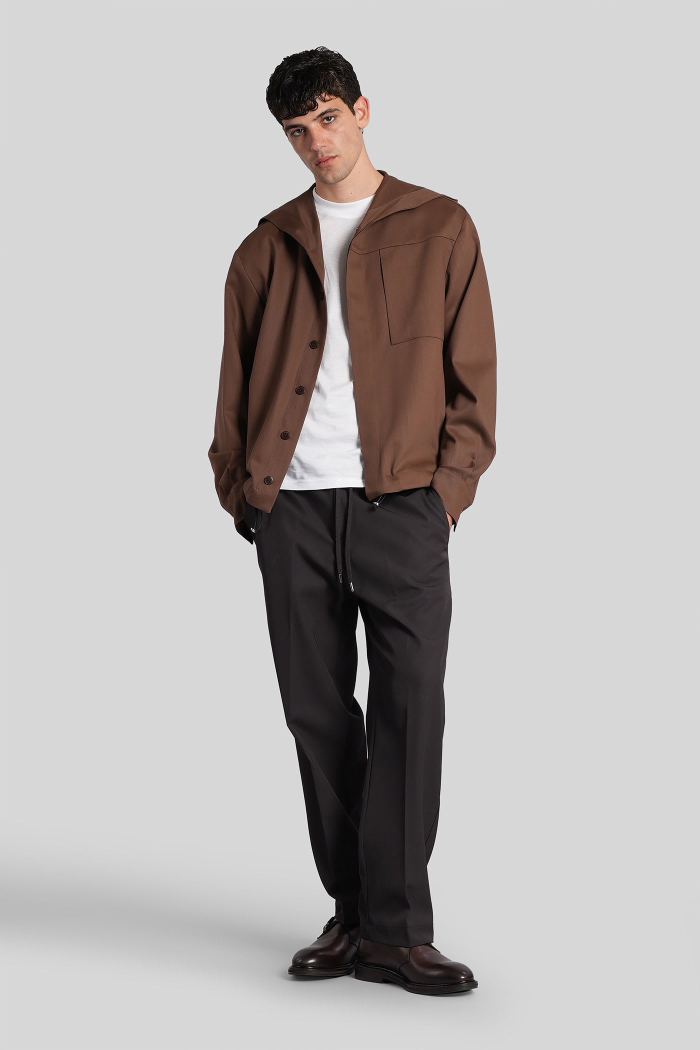 Costumein Hoodie T Casual Jacket In Brown Wool In Brown