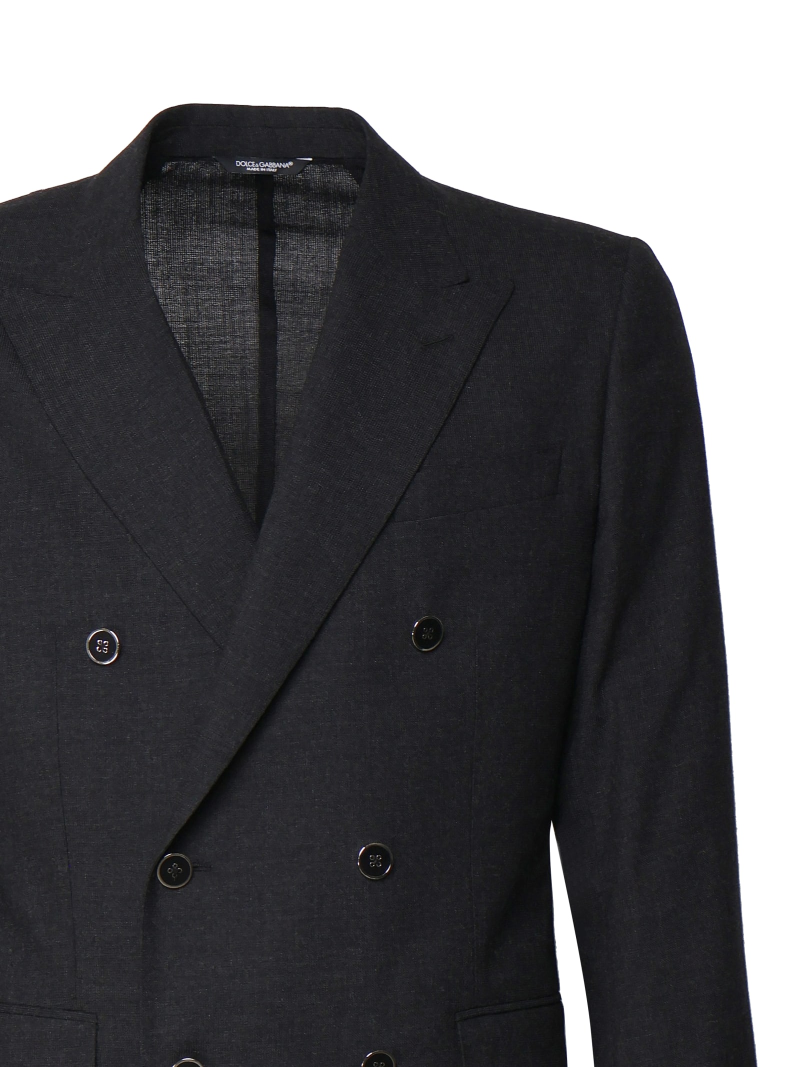 Shop Dolce & Gabbana Double Breasted Blazer In Greish Blackco