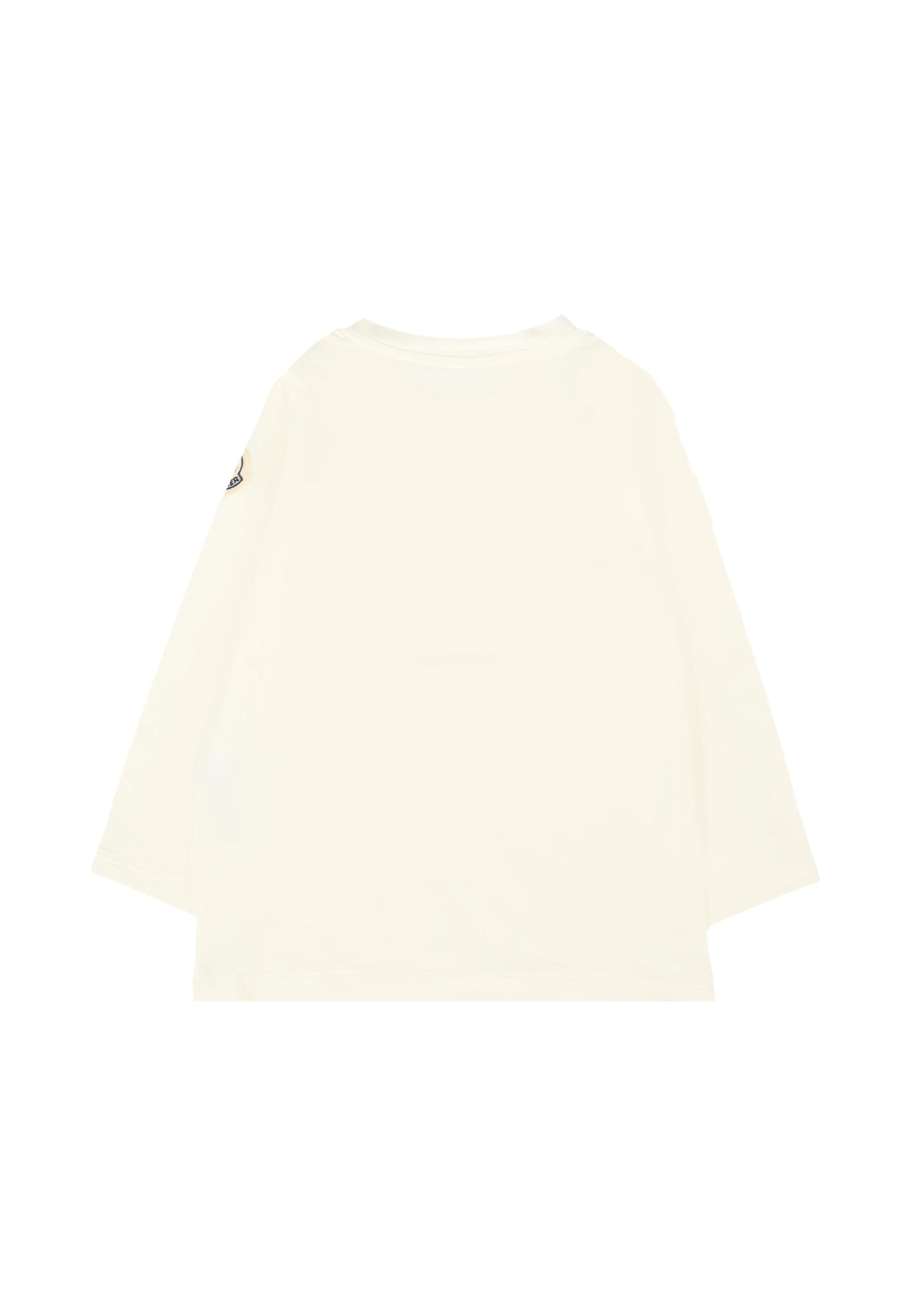 Moncler Ivory T-shirt For Baby Boy With Teddy Bear In White