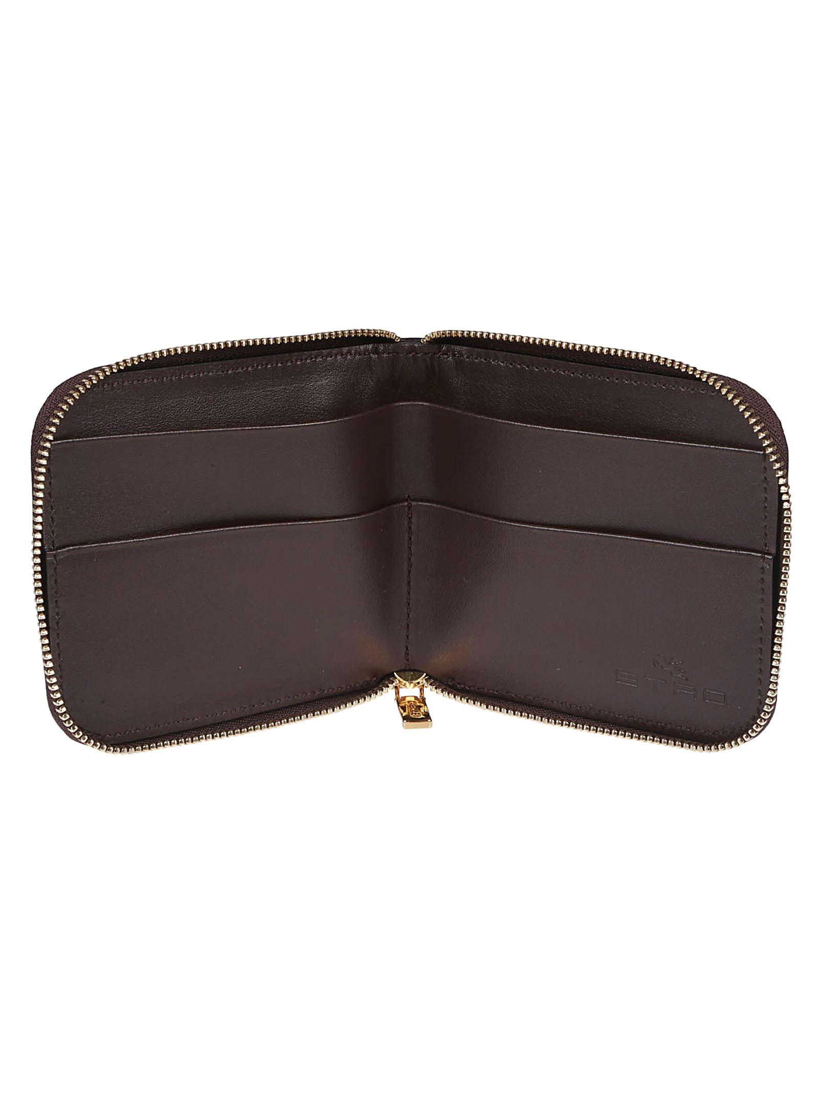 Etro Paisley Wallet With Pegaso Detail In Marrone