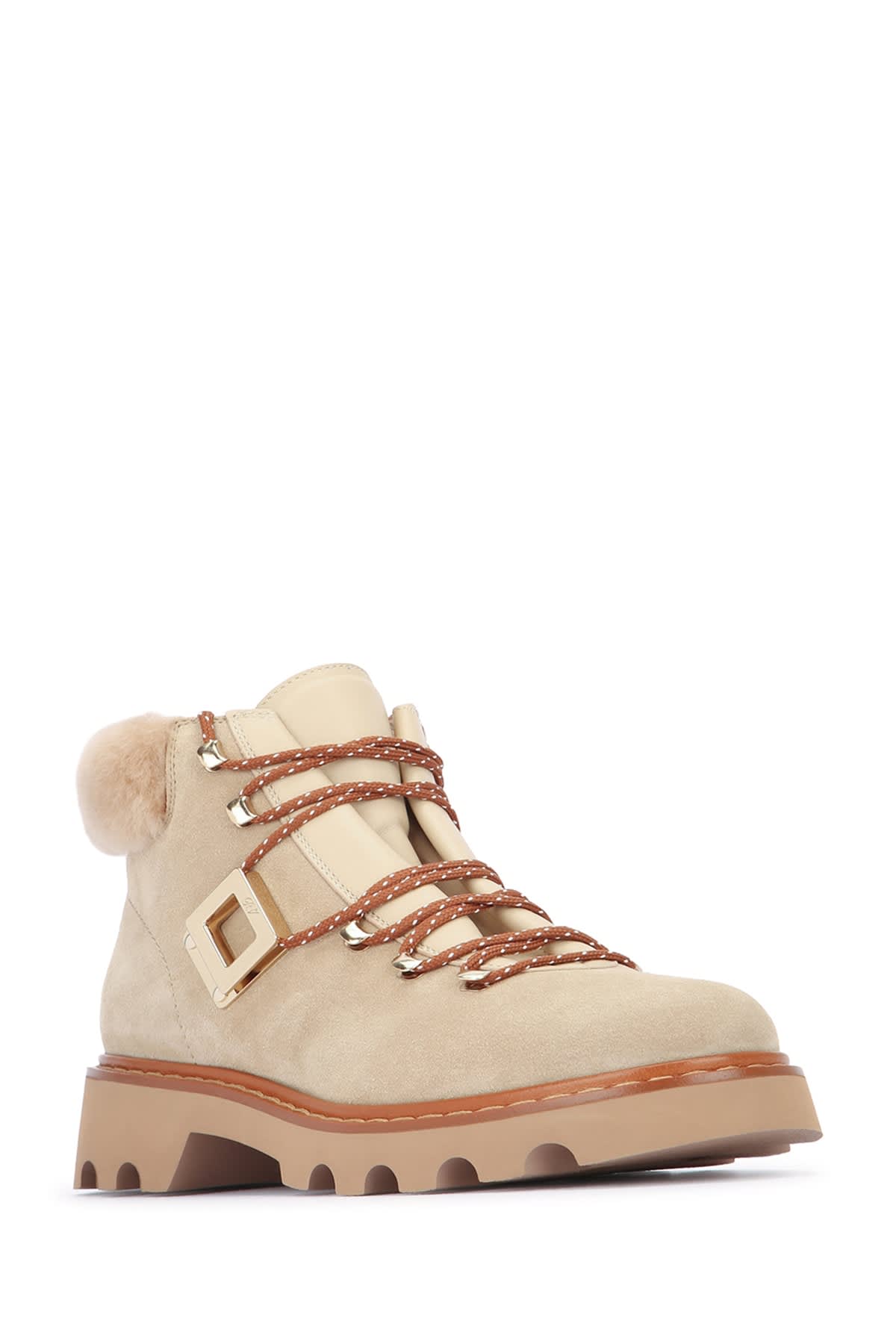 Roger Vivier Beige Brown Suede Boots In Brown