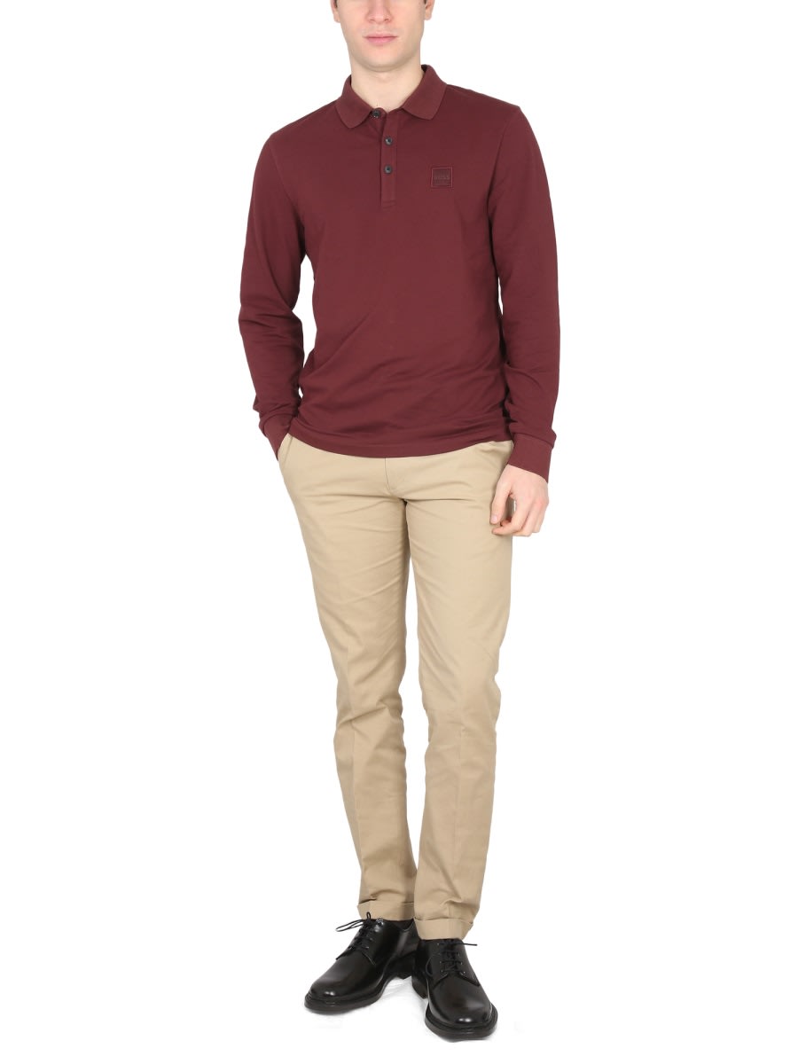 Shop Hugo Boss Polo With Logo Patch In Brown