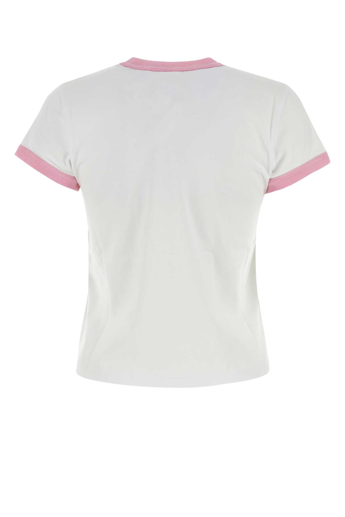 Alexander Wang Logo-print Cotton T-shirt In Whitepink