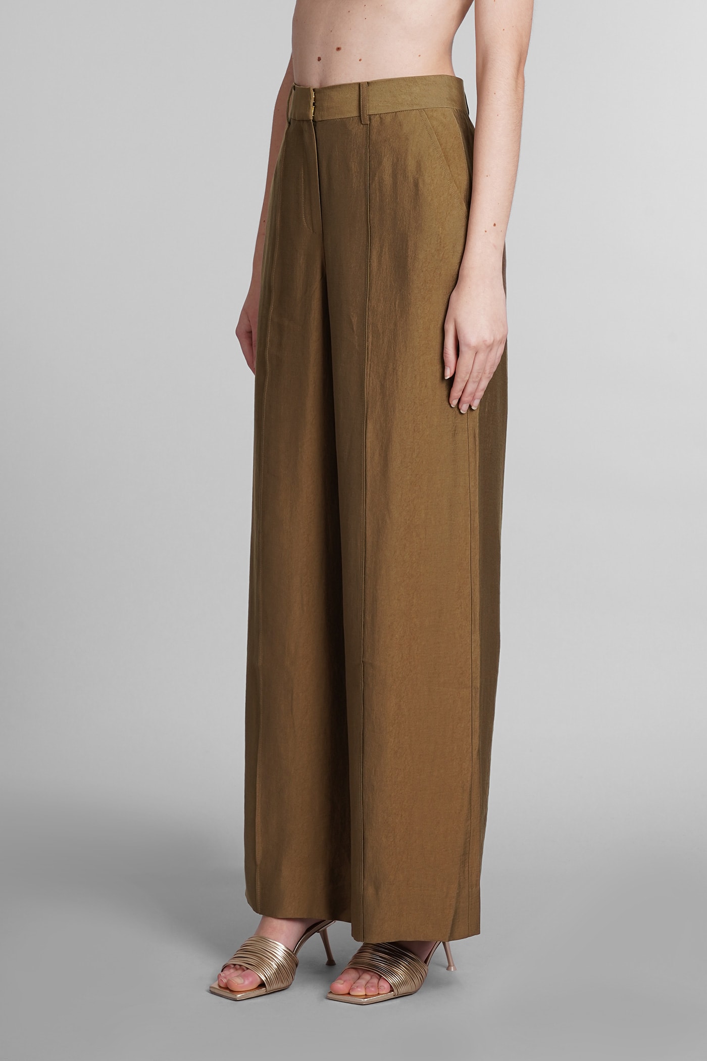 Shop Cult Gaia Janine Pants In Brown Wool And Polyester