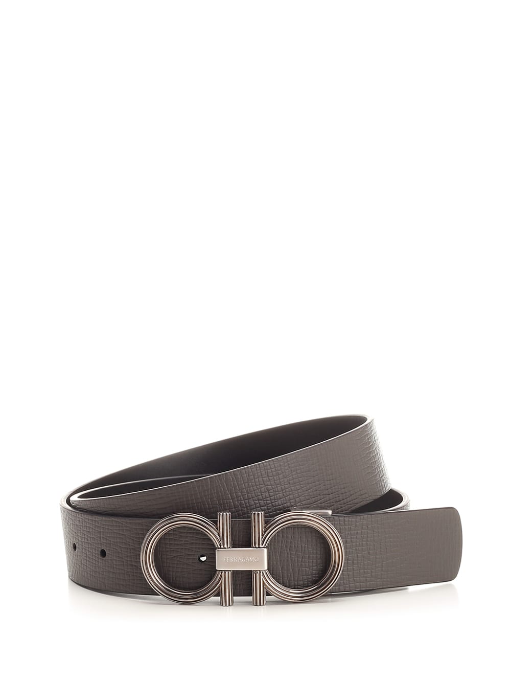 Shop Ferragamo Gancini Buckle Belt In White