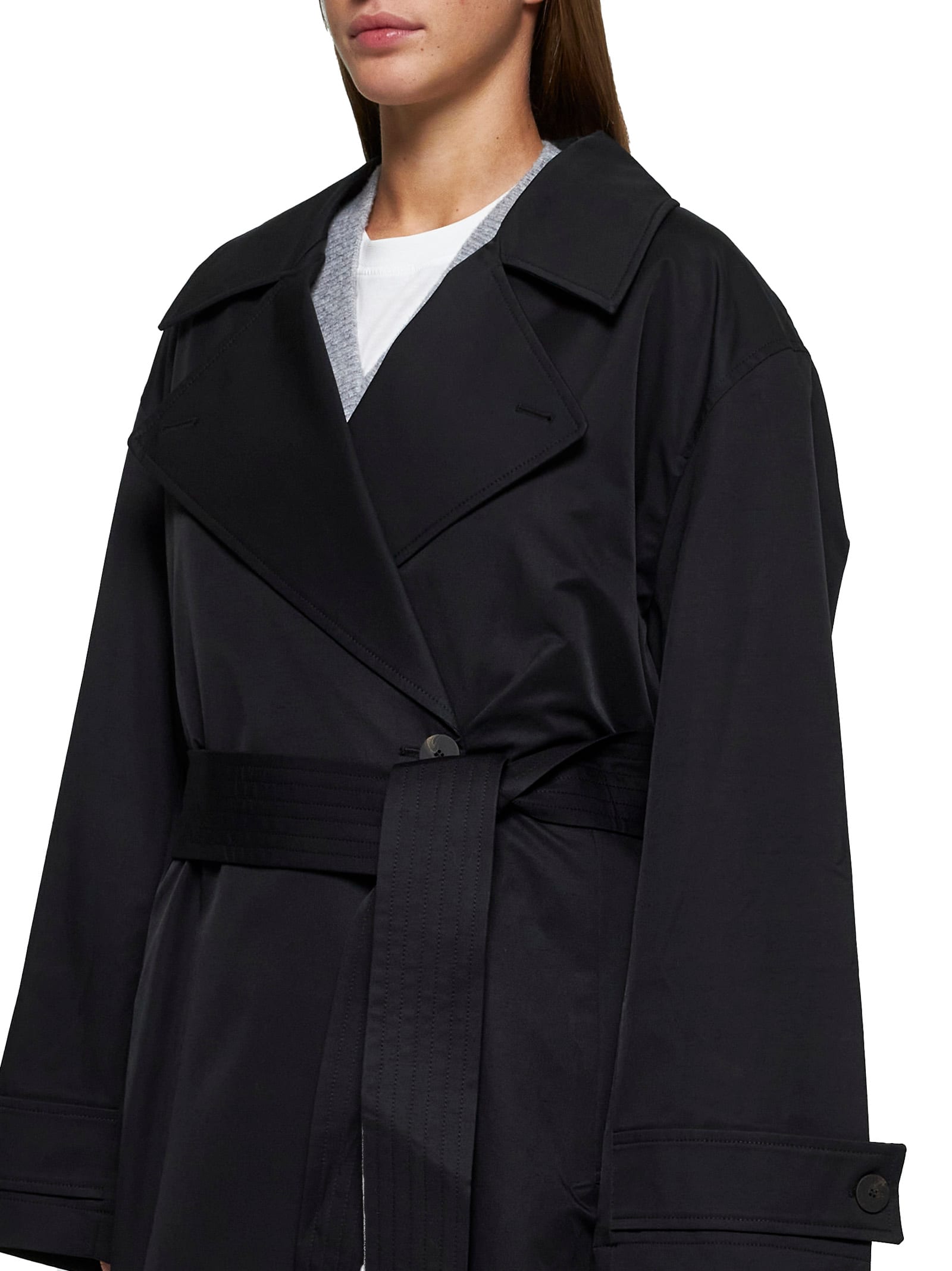 Shop Studio Nicholson Raincoat In Black Grape