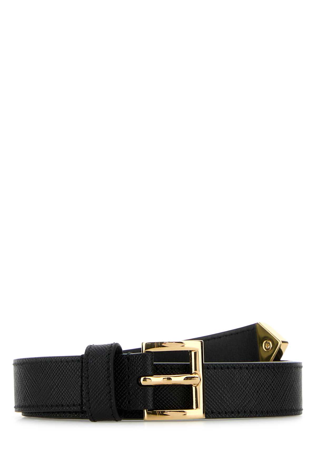 Shop Prada Black Leather Belt In Nero