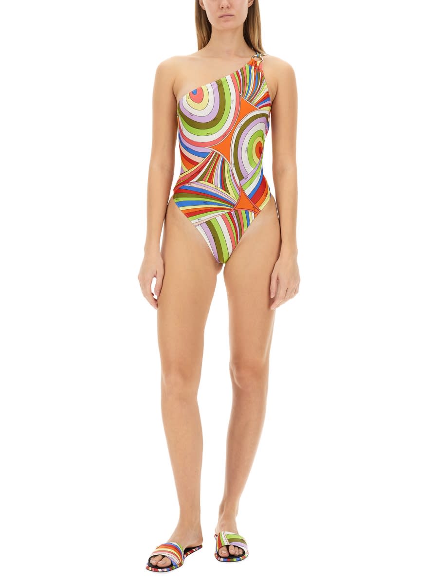 Shop Pucci Iris Print Inner Costume In Multicolour