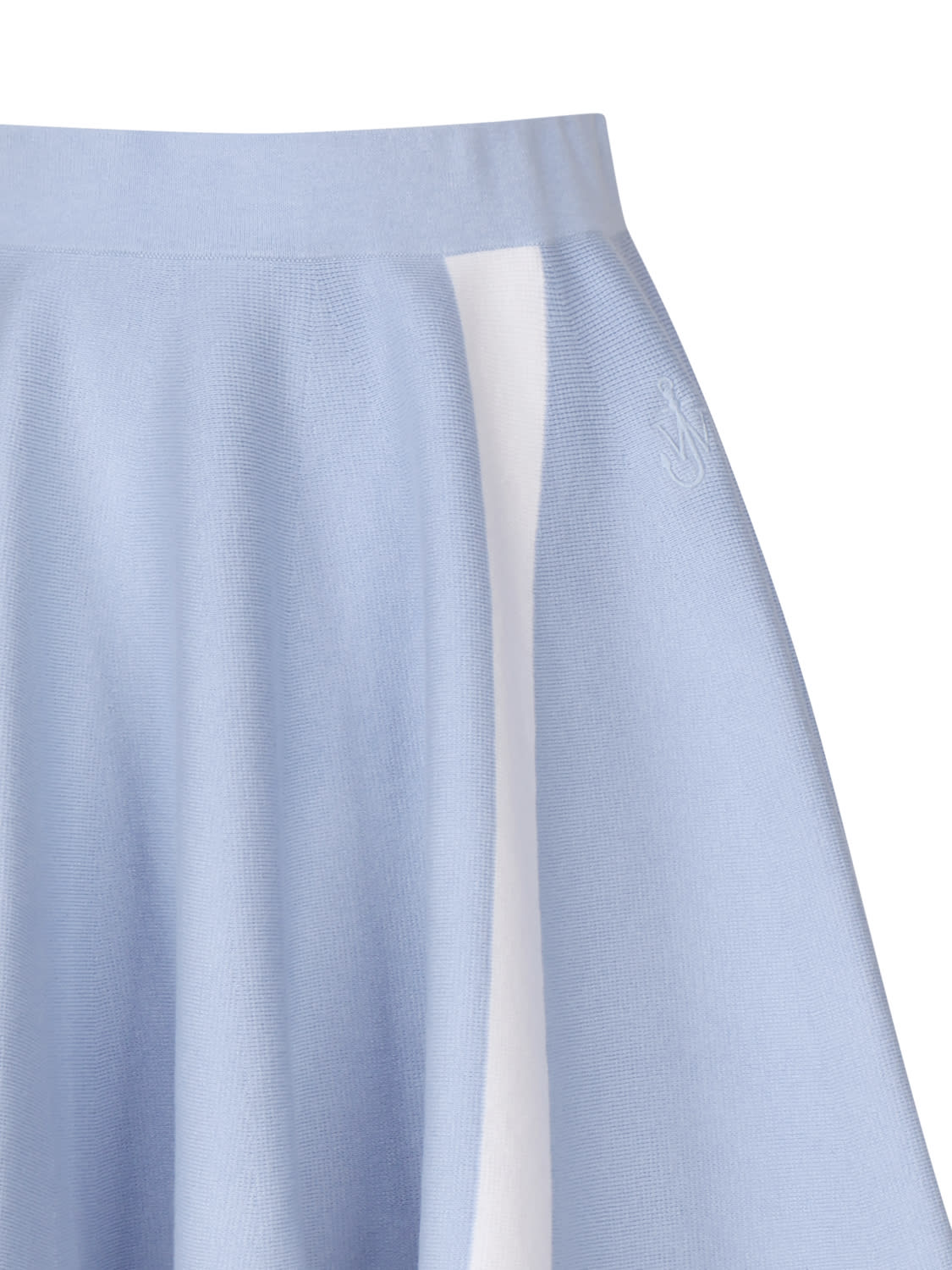 Shop Jw Anderson Flared Mini Skirt With Embroidery In Light Blue, White