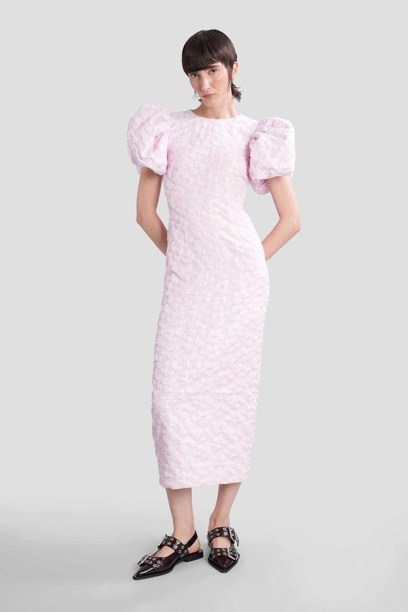 Rotate Birger Christensen Rotate Birgerchristensen Jacquard Midi Dress In Pink