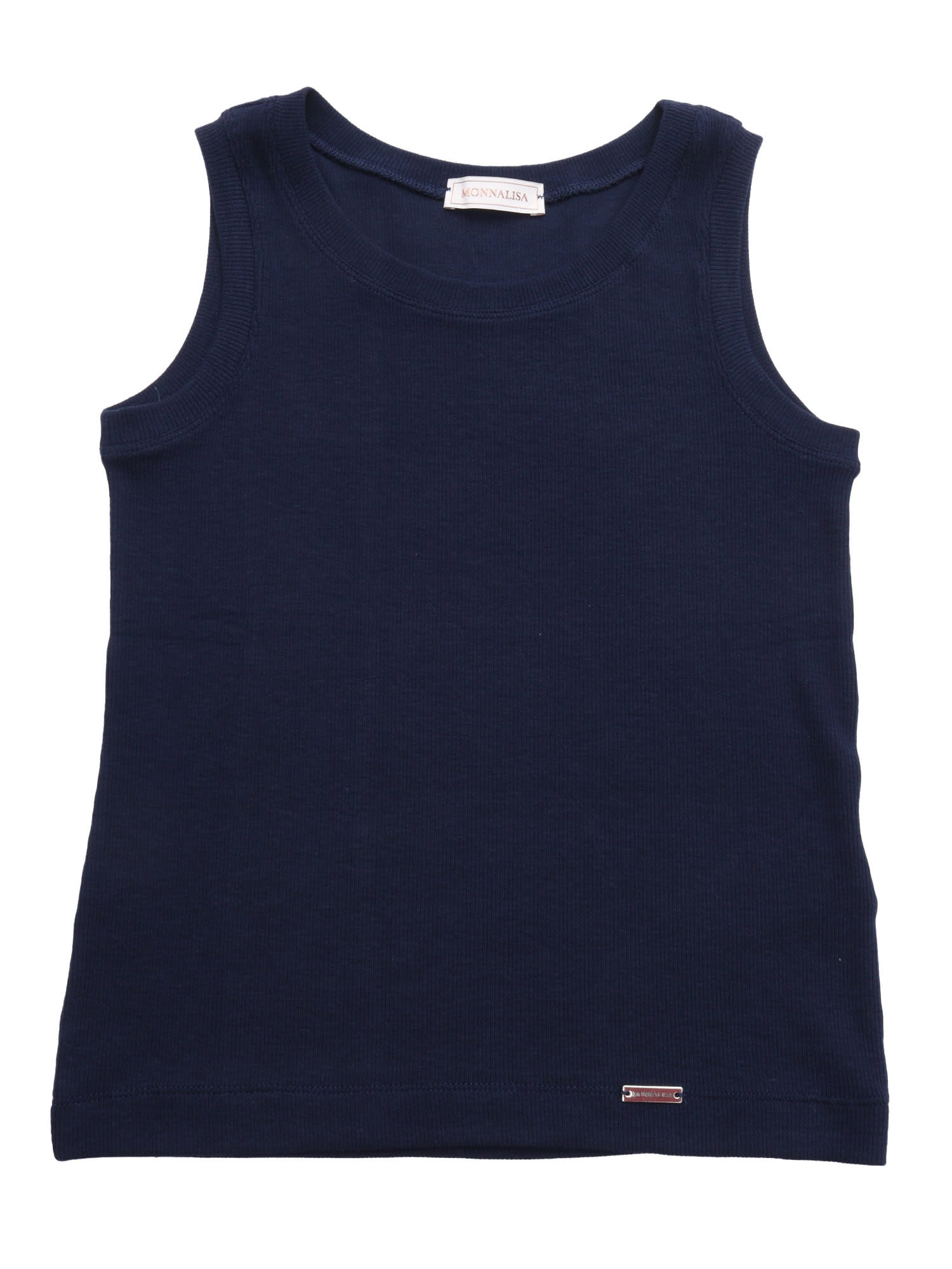 Monnalisa Ribbed Basic Top In Blue
