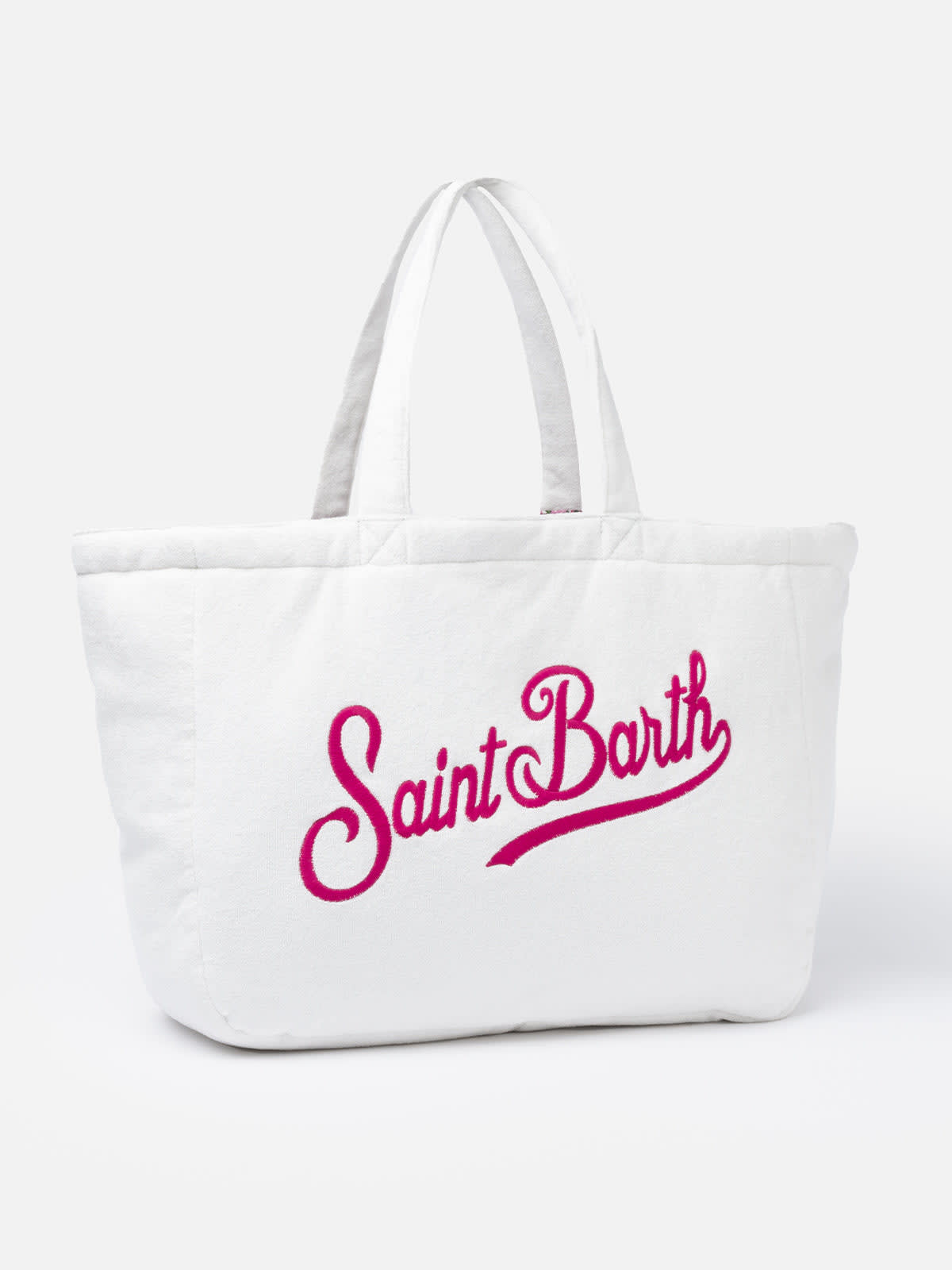 Shop Mc2 Saint Barth Terry And Cotton Beach Tote Double Bag In White