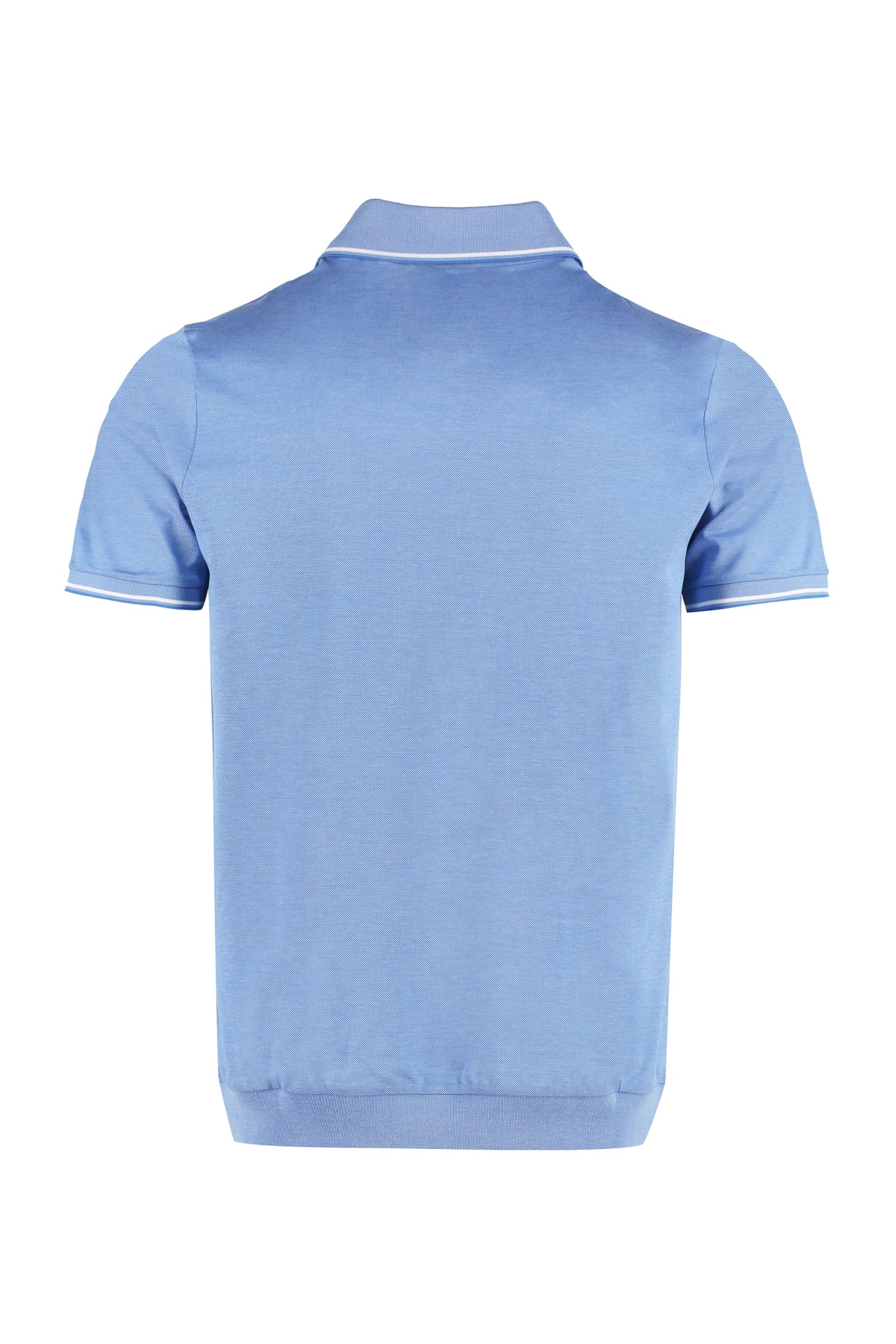 Shop Paul&amp;shark Short Sleeve Cotton Polo Shirt In Light Blue