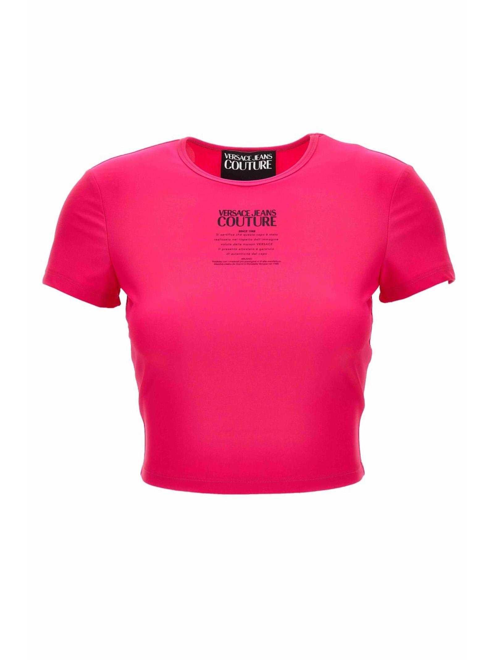 Versace Jeans Couture Logo-print Cropped T-shirt In Pink