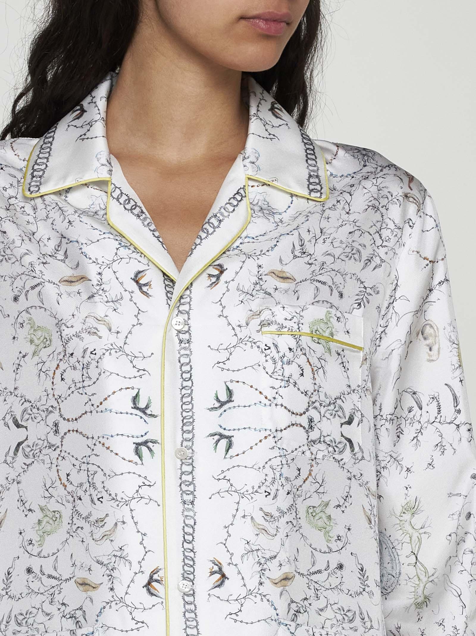 Shop Fabiana Filippi Foliage Print Silk Shirt In White
