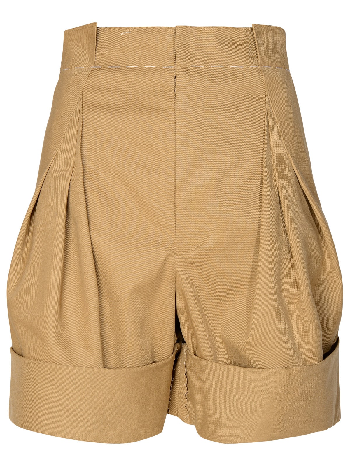 Beige Cotton Blend Bermuda Shorts