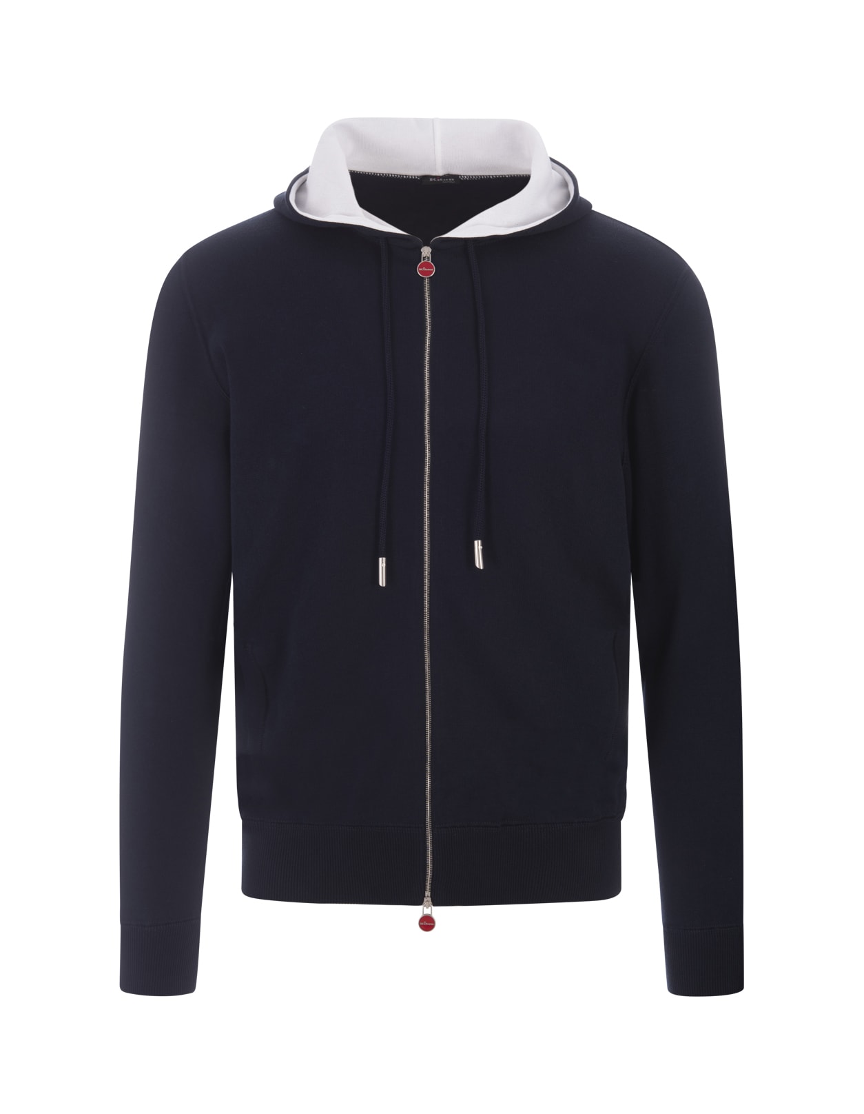 Shop Kiton Blue Knitted Zip-up Hoodie