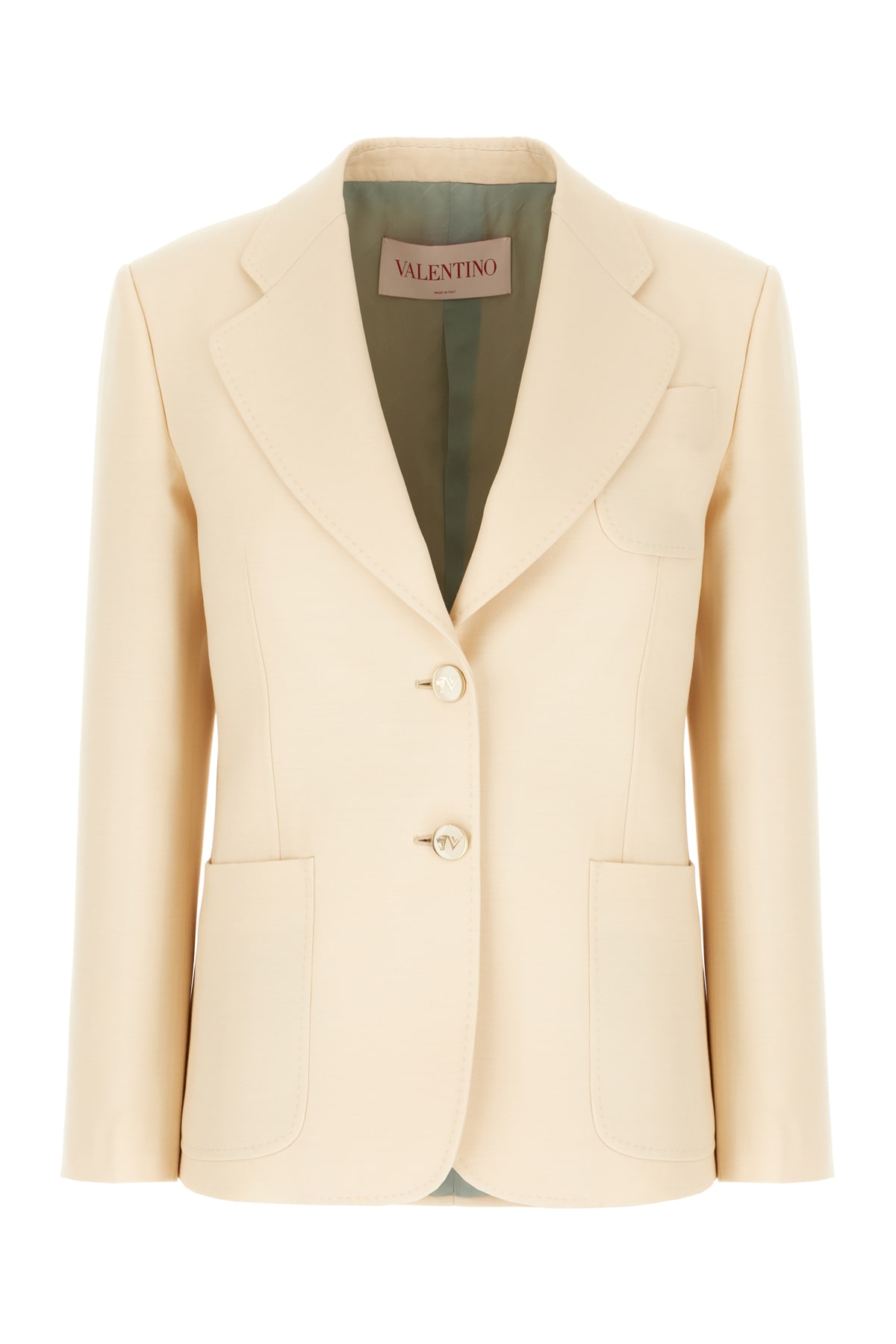 Valentino Wool And Silk Single-breasted Jacket In Neutral