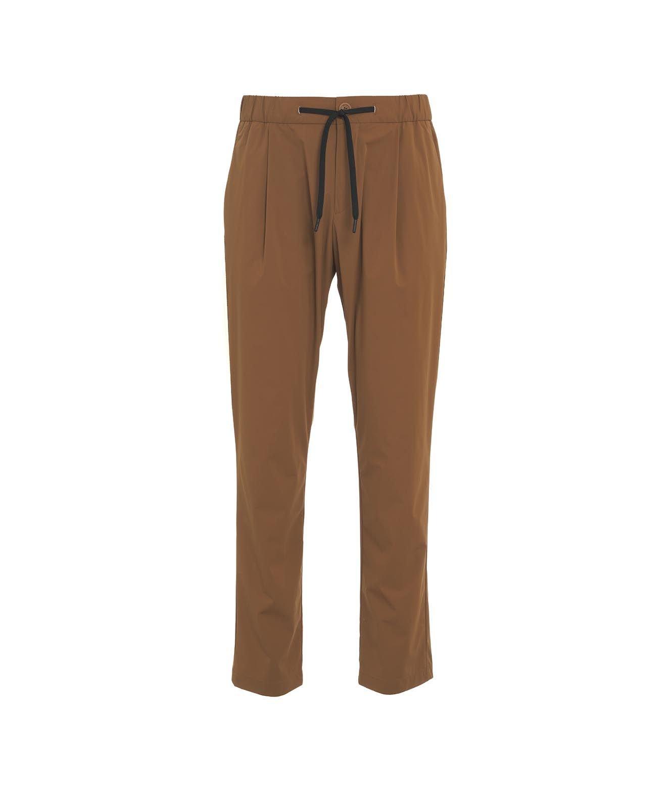 Shop Herno Drawstring Straight-leg Trousers In Camel