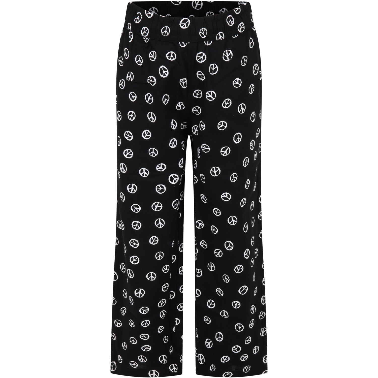 MOLO BLACK TRACKSUIT TROUSERS FOR BOY WITH WHITE ALL-OVER SMILEYS