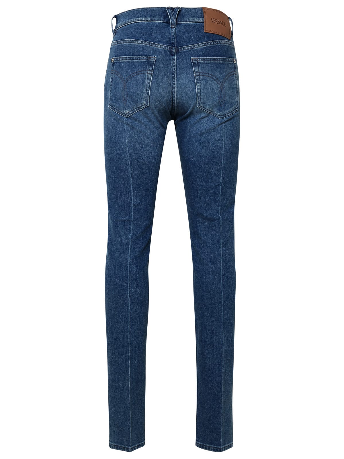 Shop Versace Light Blue Cotton Jeans