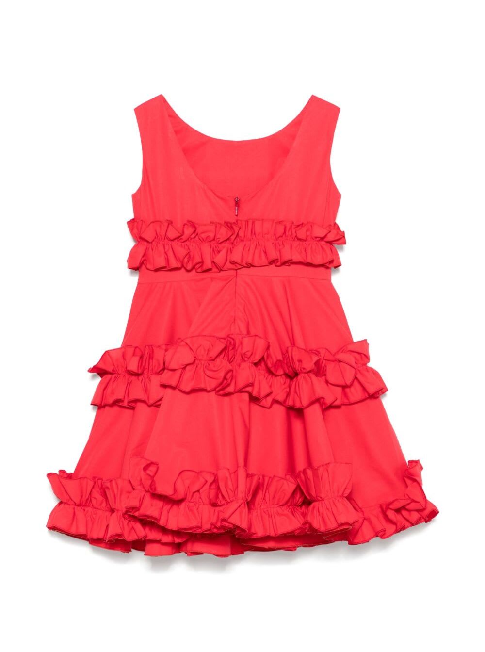 Monnalisa Abito Con Rouches Popelin Popeline Touch In Red