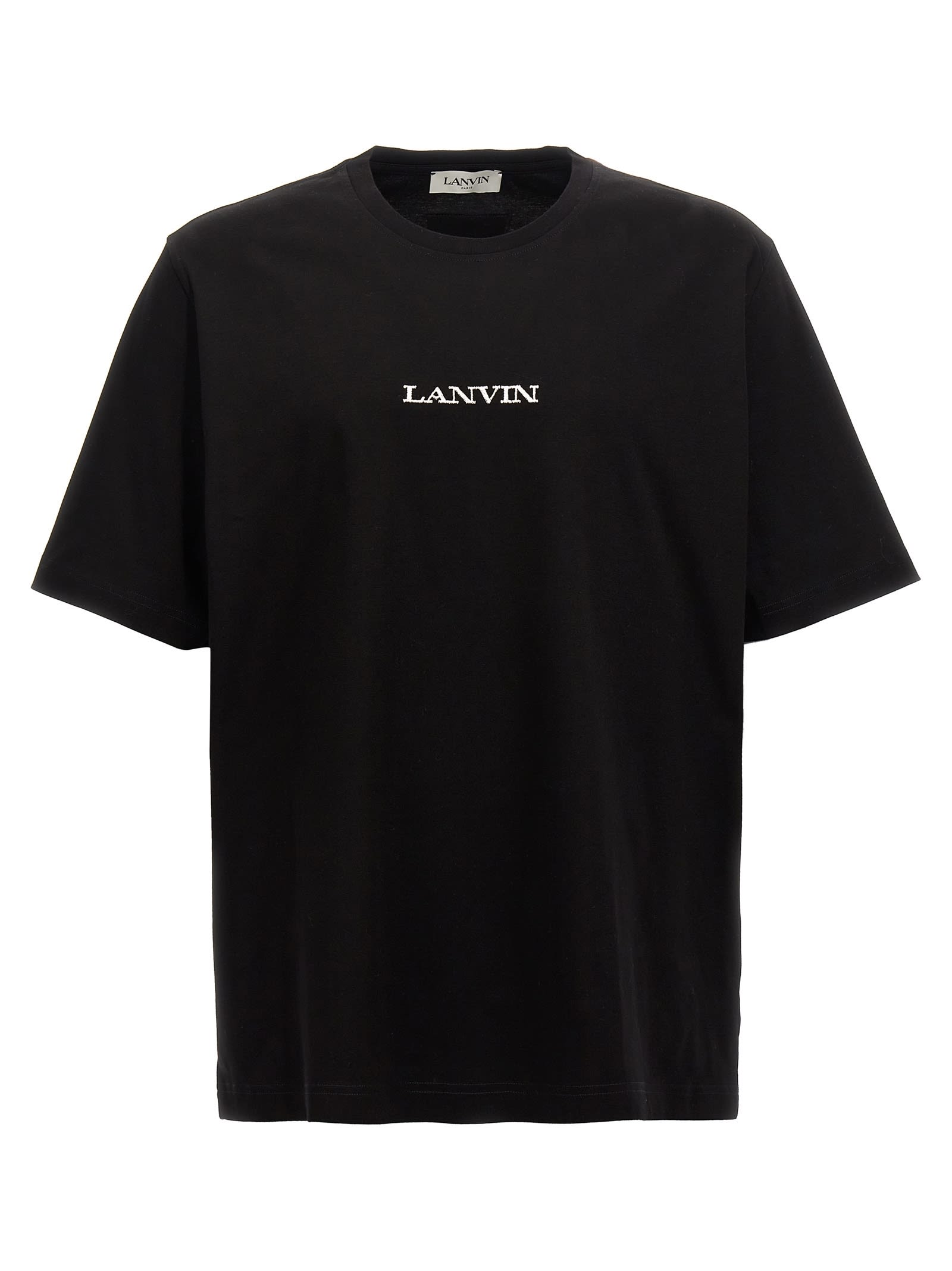 Shop Lanvin Logo Embroidery T-shirt In Black