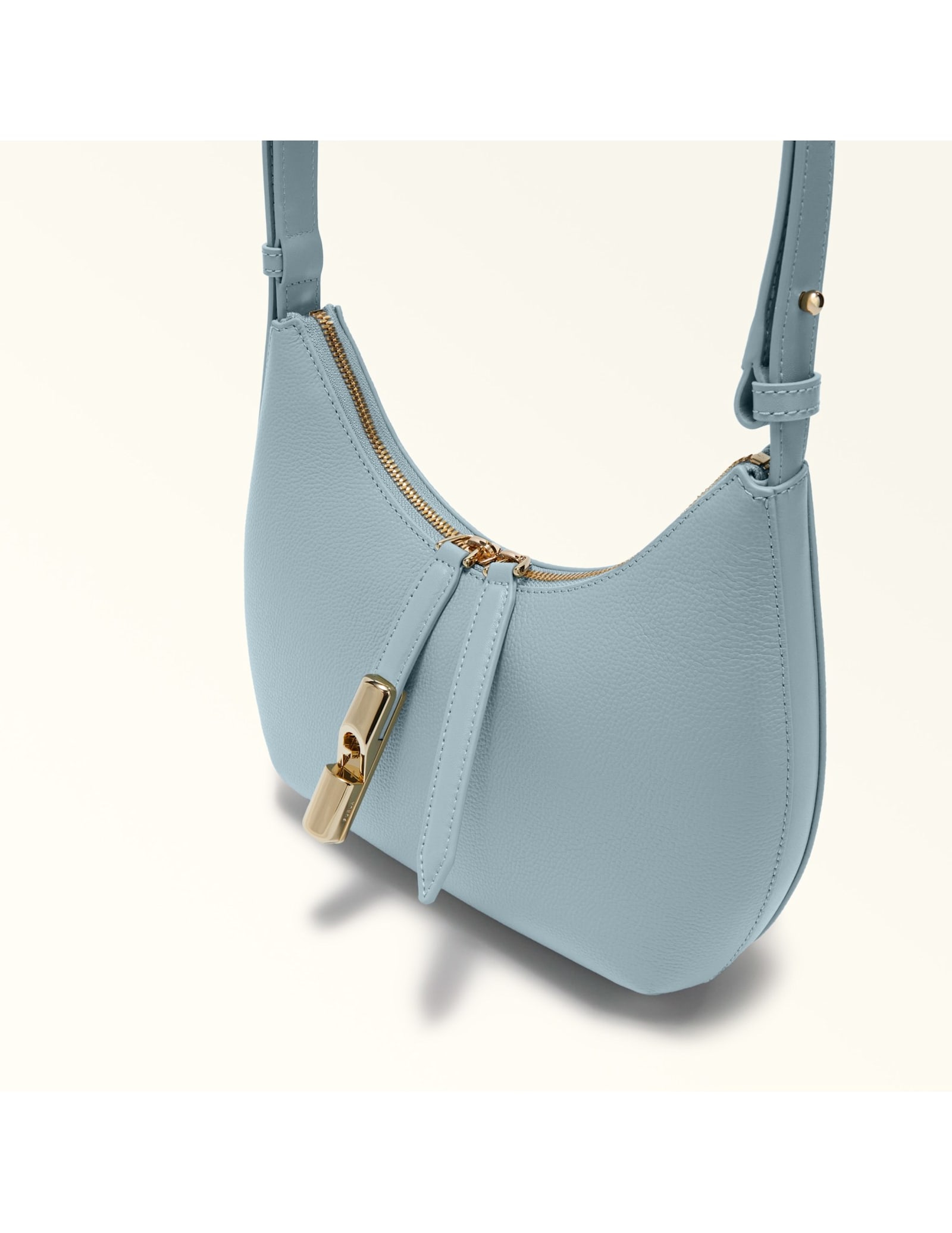 Furla Leather Shoulder Bag With Adjustable Strap And Gold-tone Hardware In Blue