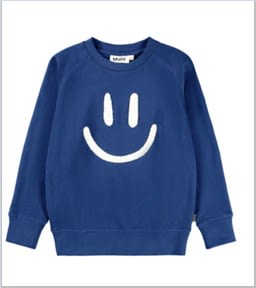 Molo Blue Sweatshirt For Kids With Smiley In Blue