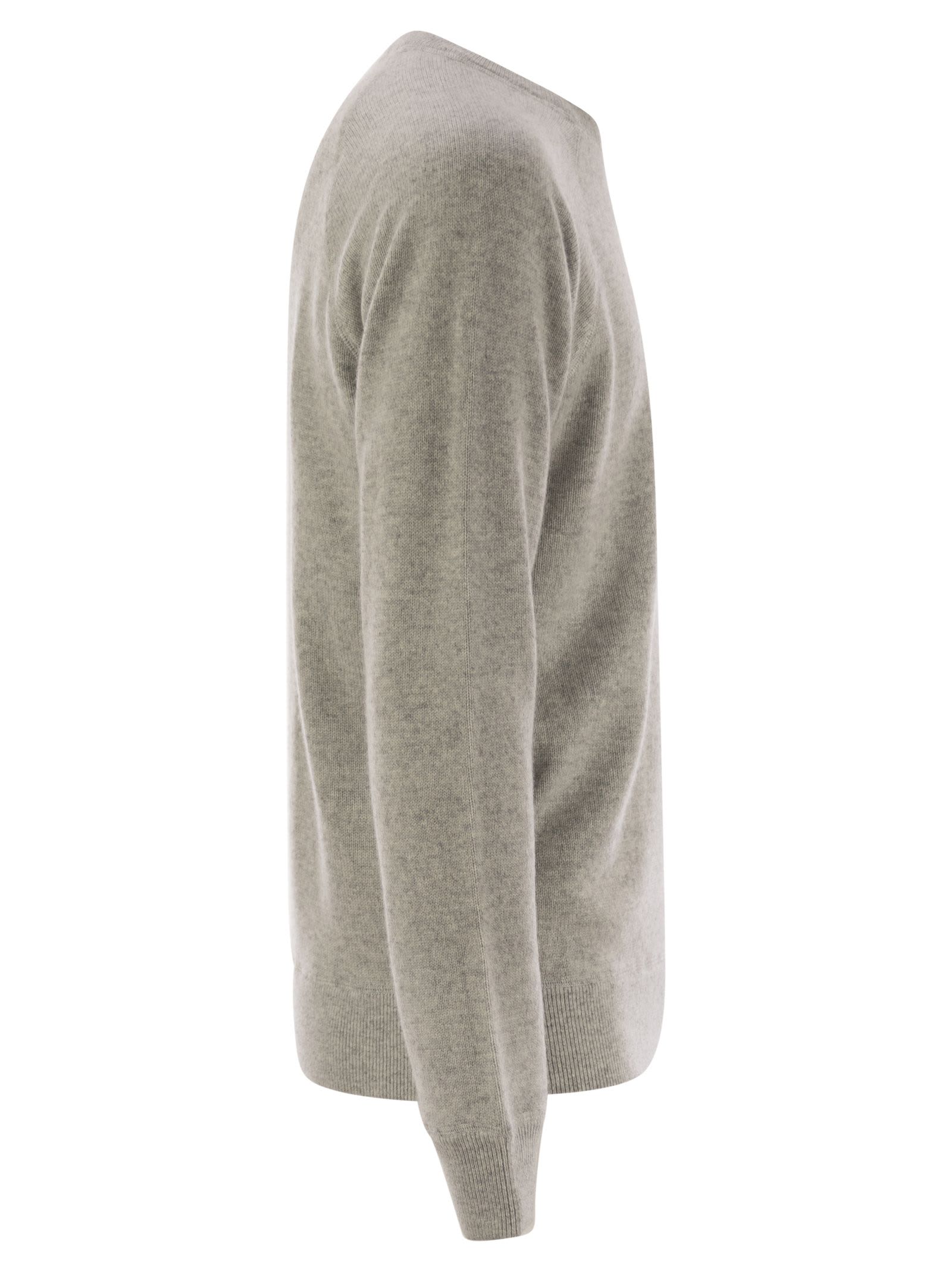 Mc2 Saint Barth Cashmere Blend Jumper With Plush Cut In Grey
