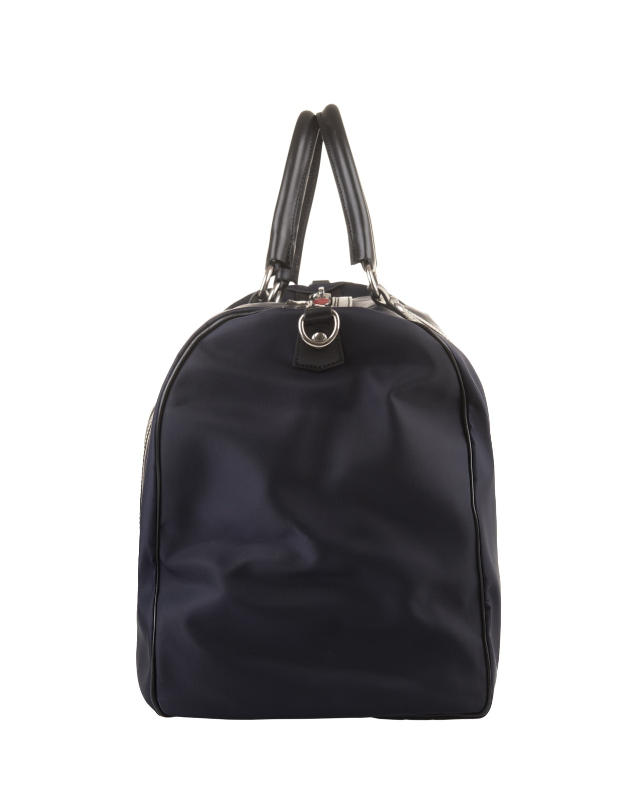 Shop Kiton Navy Blue Nylon And Leather Duffle Bag With Logo