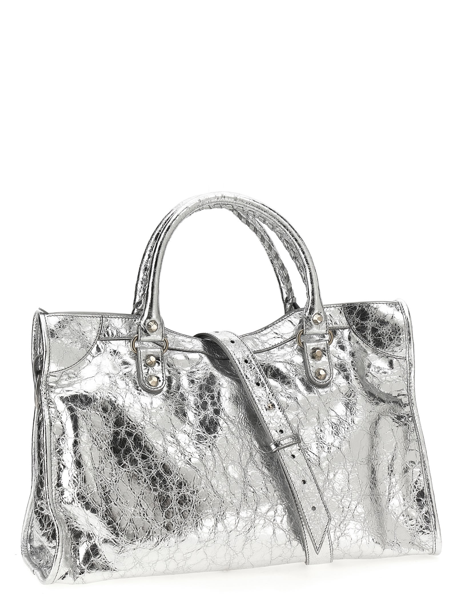 Balenciaga Le City Medium Handbag In Silver