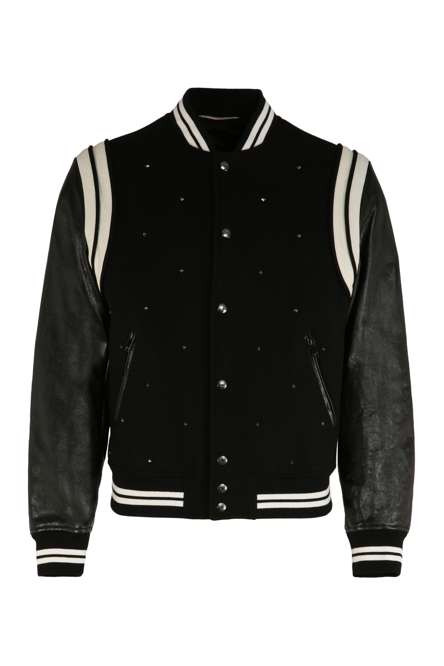 Valentino Wool And Leather Bomber Jacket