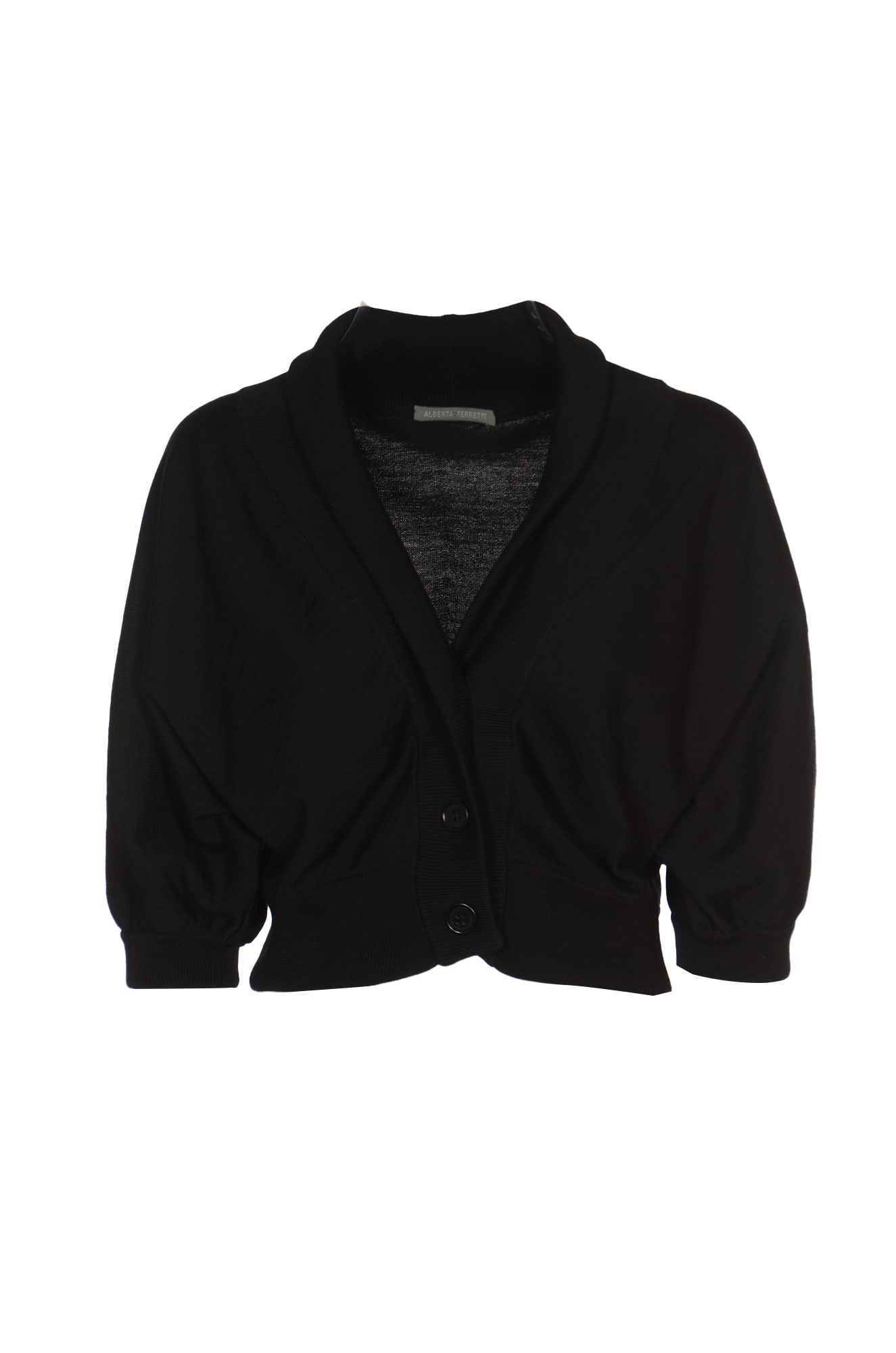 Shop Alberta Ferretti Cropped Button Cardigan In Black