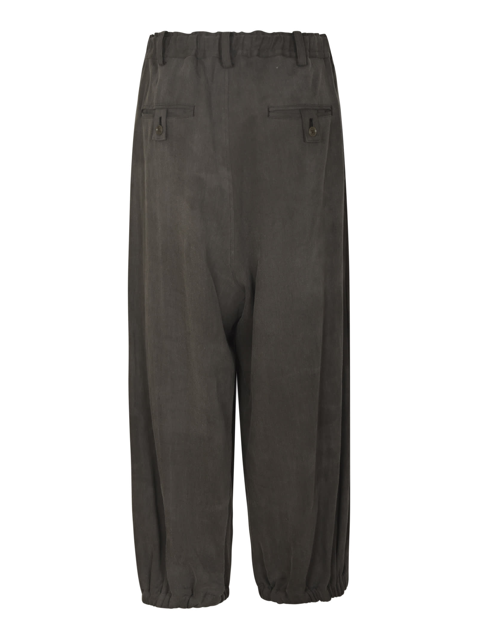 Shop Yohji Yamamoto Velvet Effect Cropped Trousers In Grey