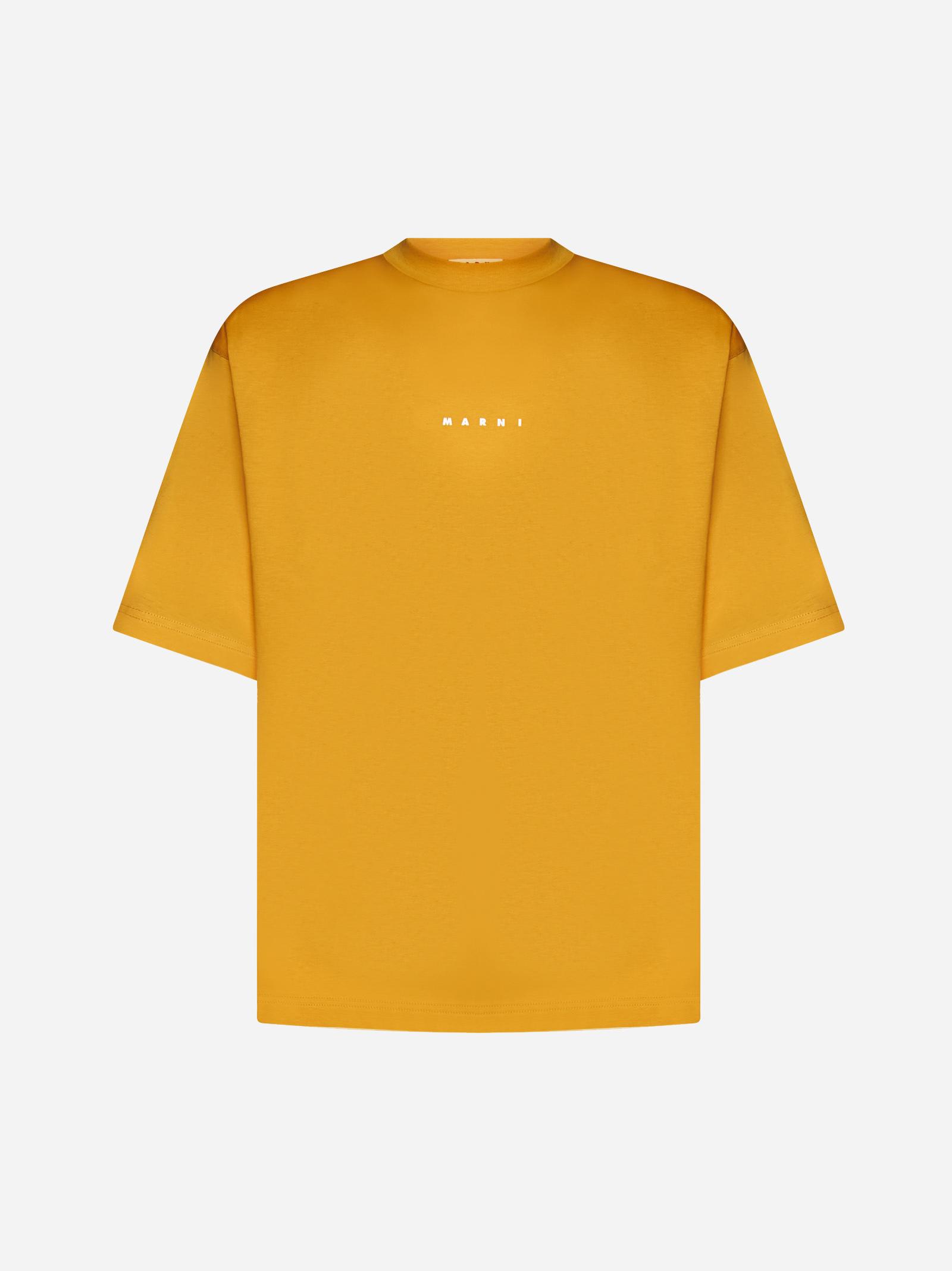 Shop Marni Logo Cotton T-shirt In Orange