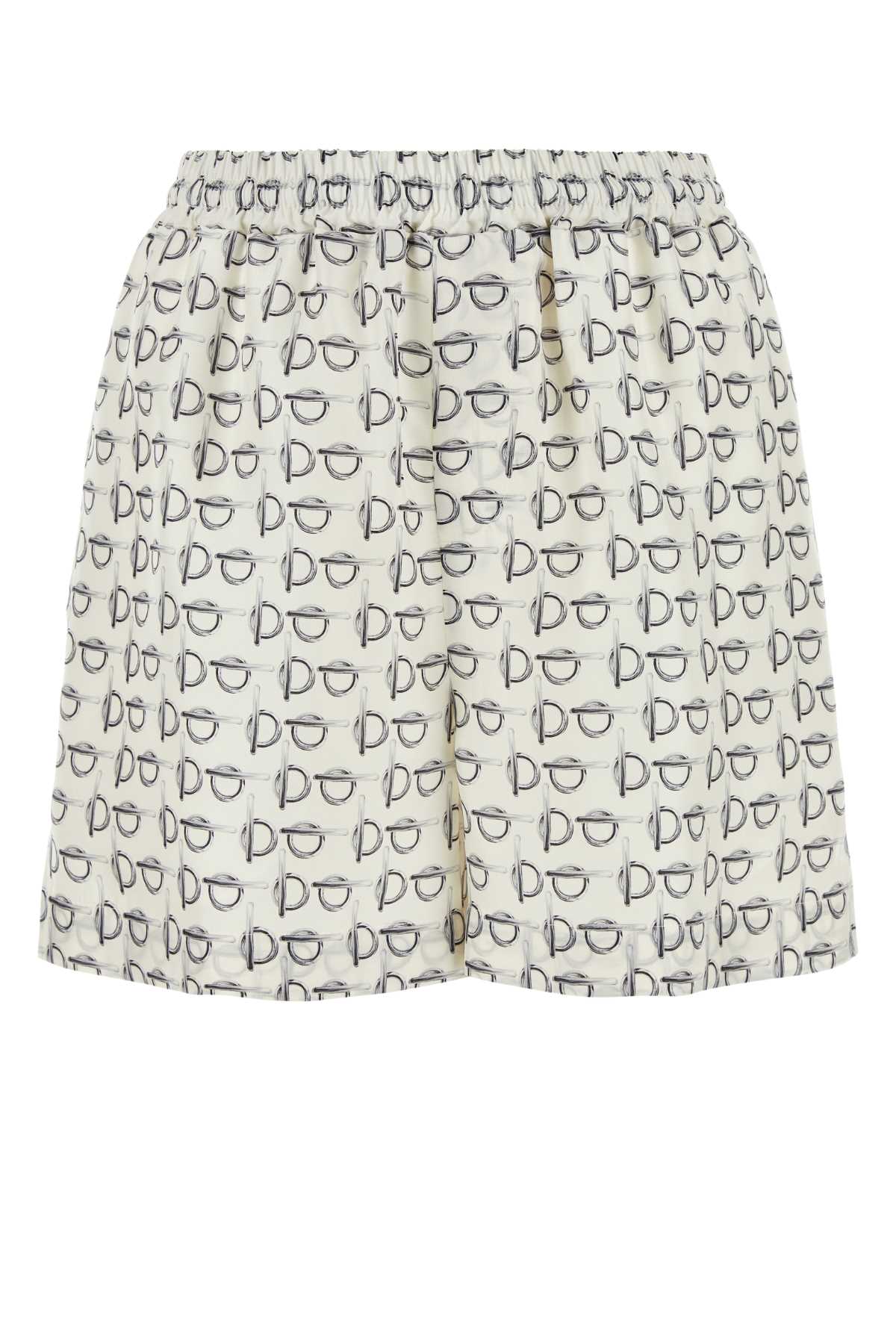 Shop Burberry Printed Silk Shorts In Silverwhite