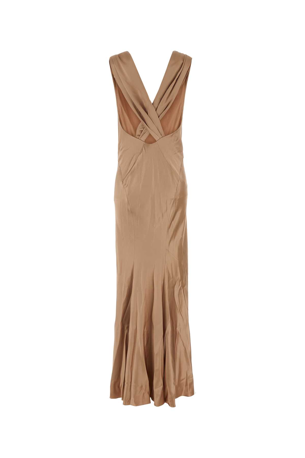 Shop Saint Laurent Skin Pink Silk Long Dress In Rosedessables