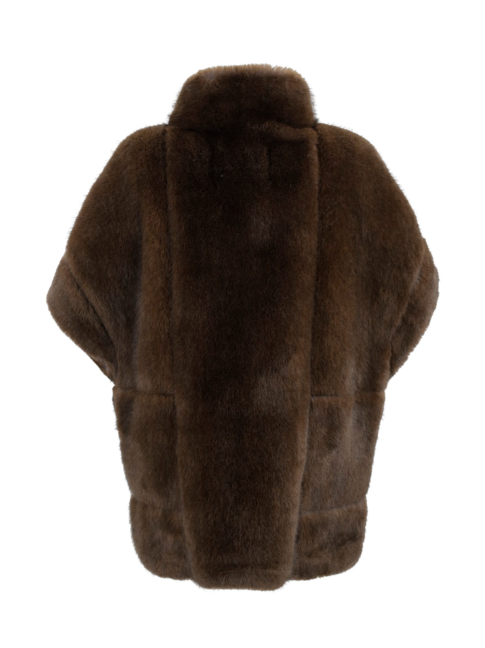Valentini 1972 Semi-sleeveless Jacket In Faux Mink Fur. In Brown