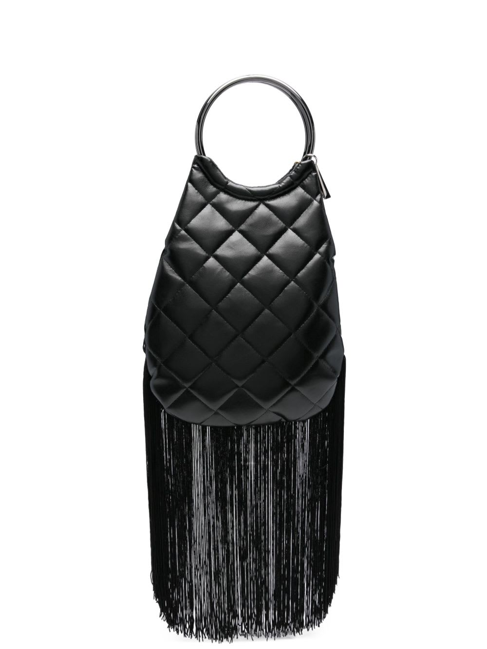 La Milanesa Marzia Fringed Handbag In Black