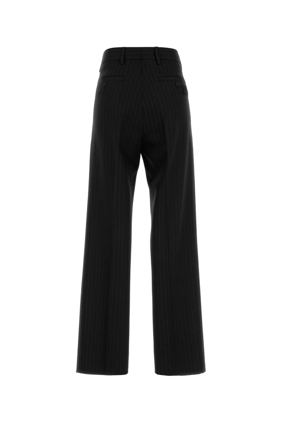 Miu Miu Black Embroidered Stretch Wool Palazzo Pant In Black