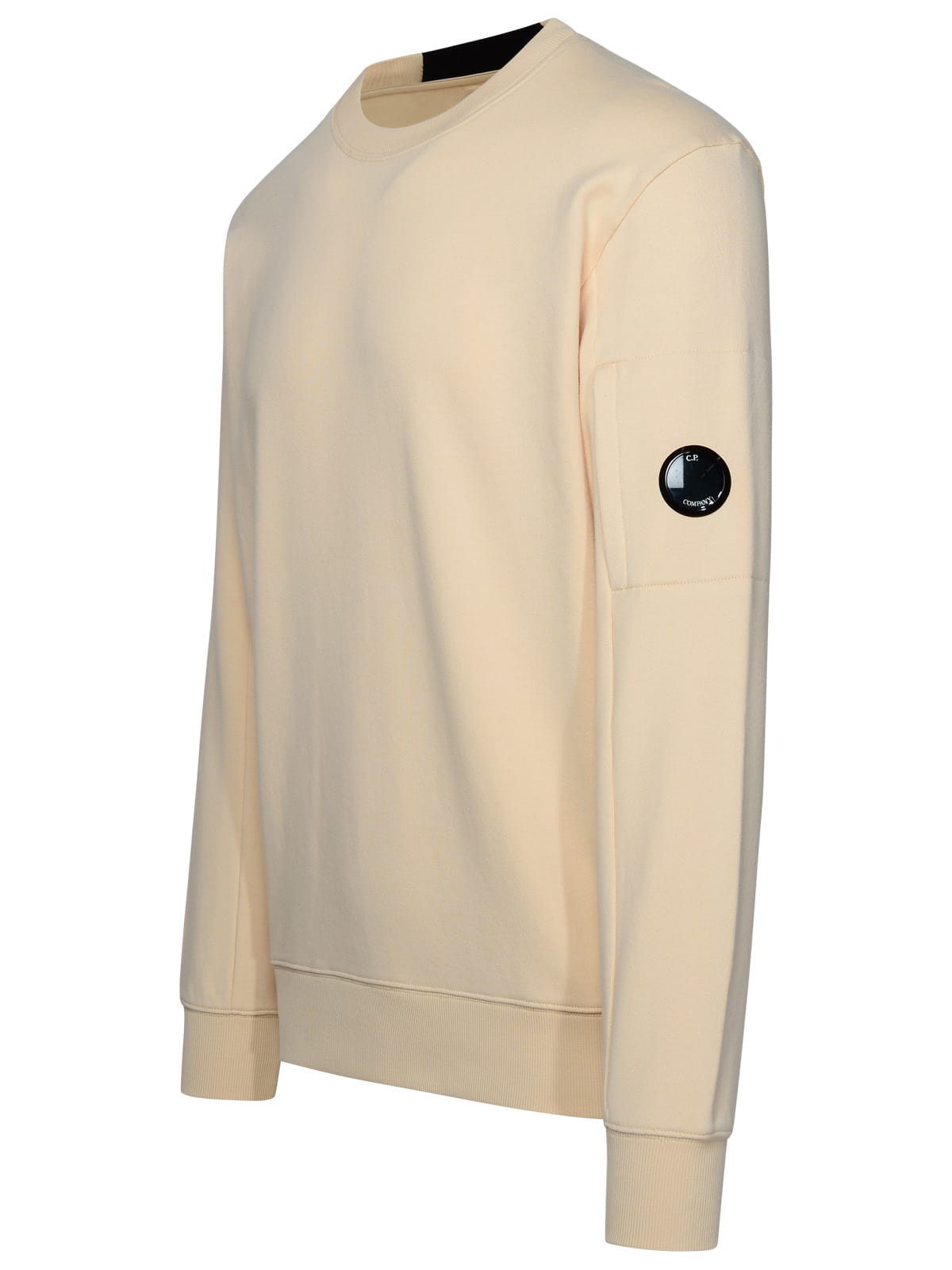Shop C.p. Company Diagonal Raised Fleece Beige Cotton Sweatshirt In White