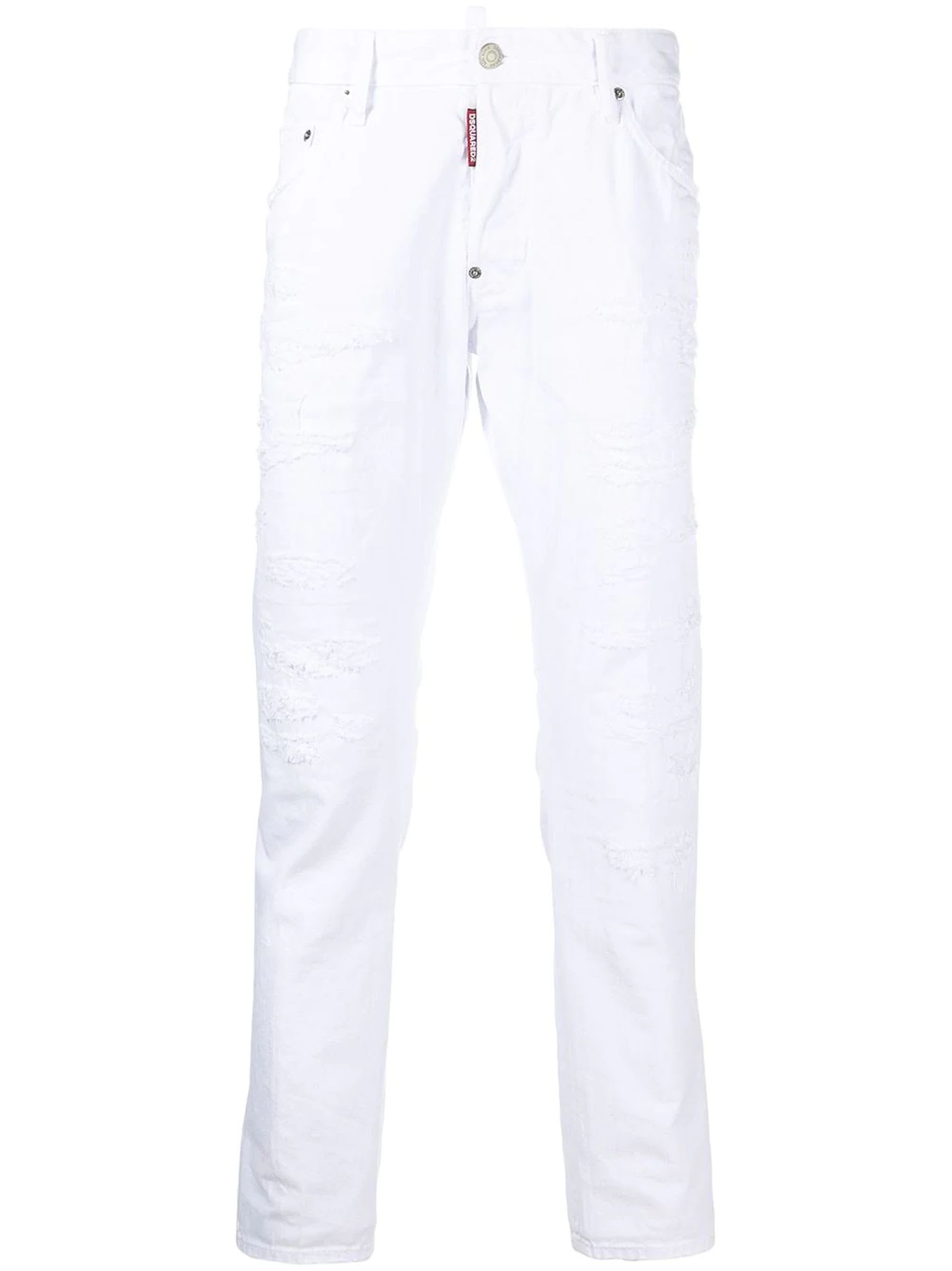Dsquared2 White Cotton-denim Jeans