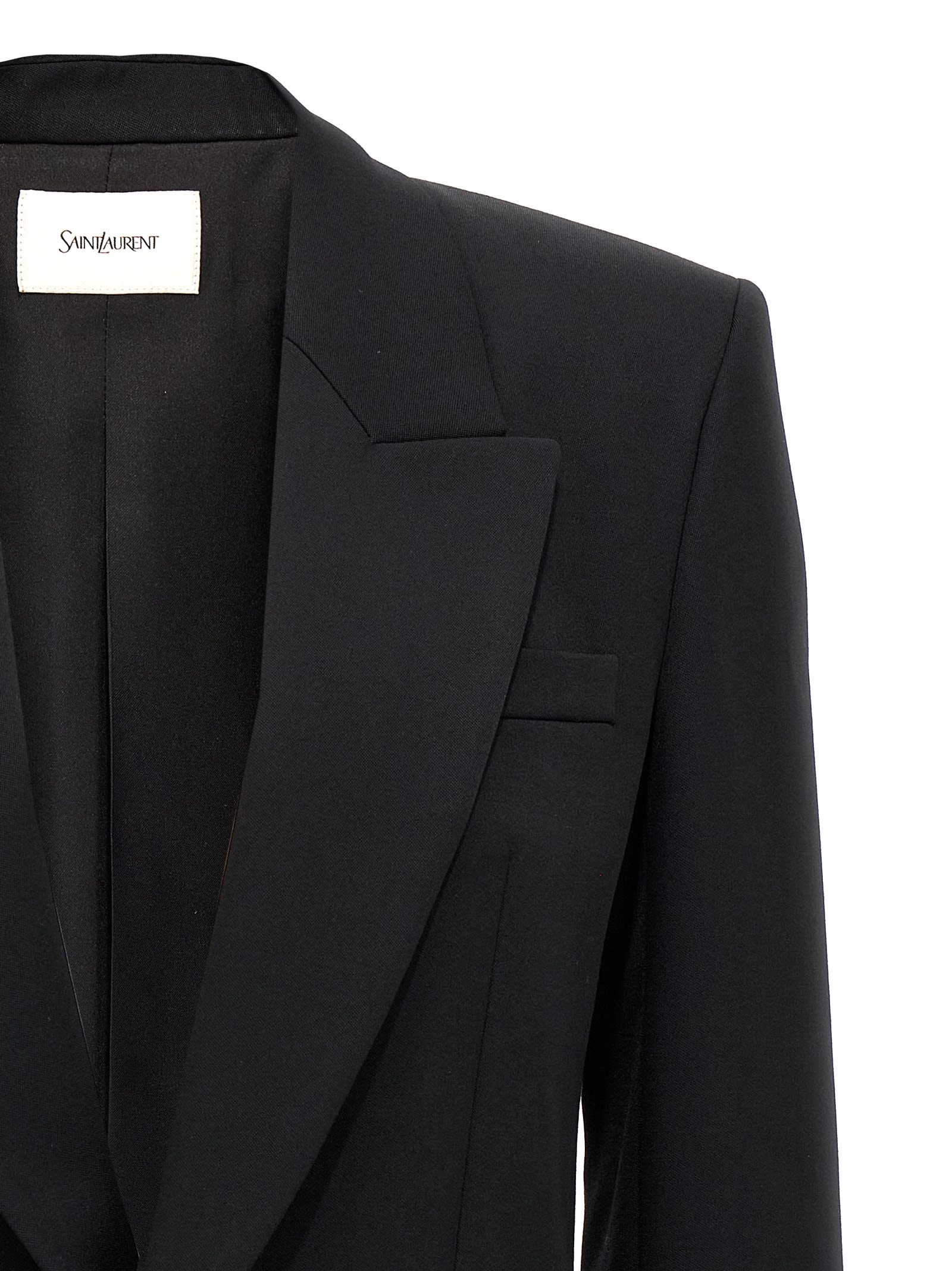 Shop Saint Laurent Single-breasted Wool Blazer In Black