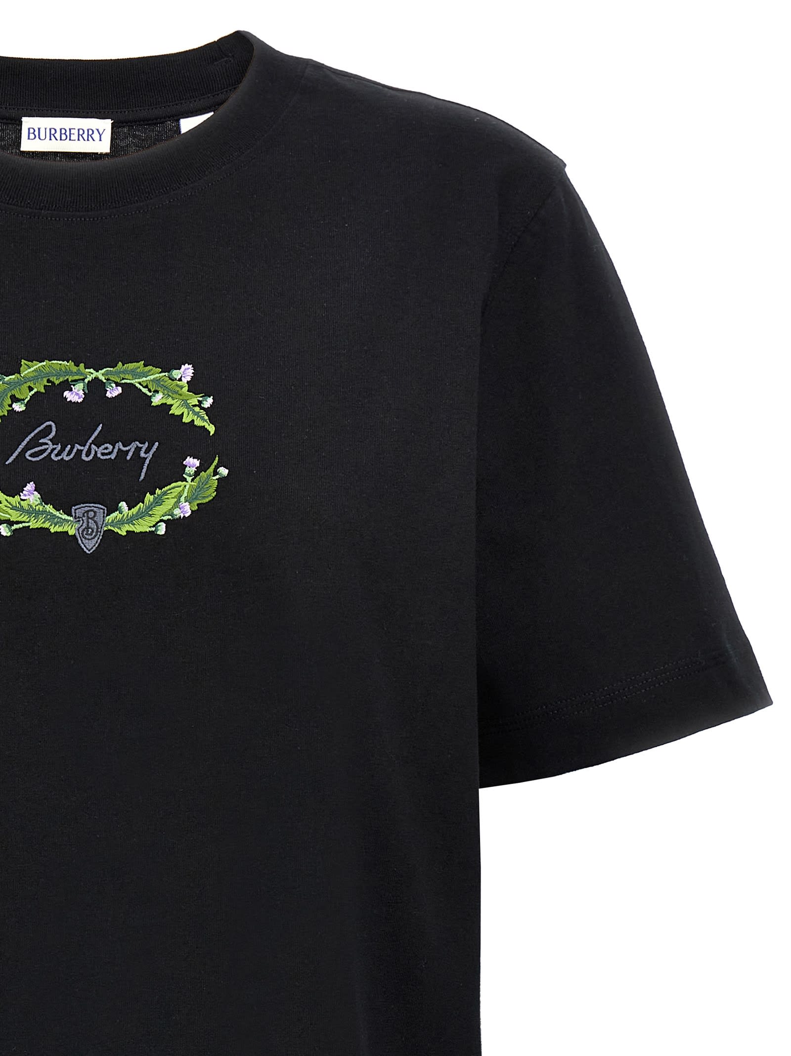 Shop Burberry Logo Embroidery T-shirt In Black