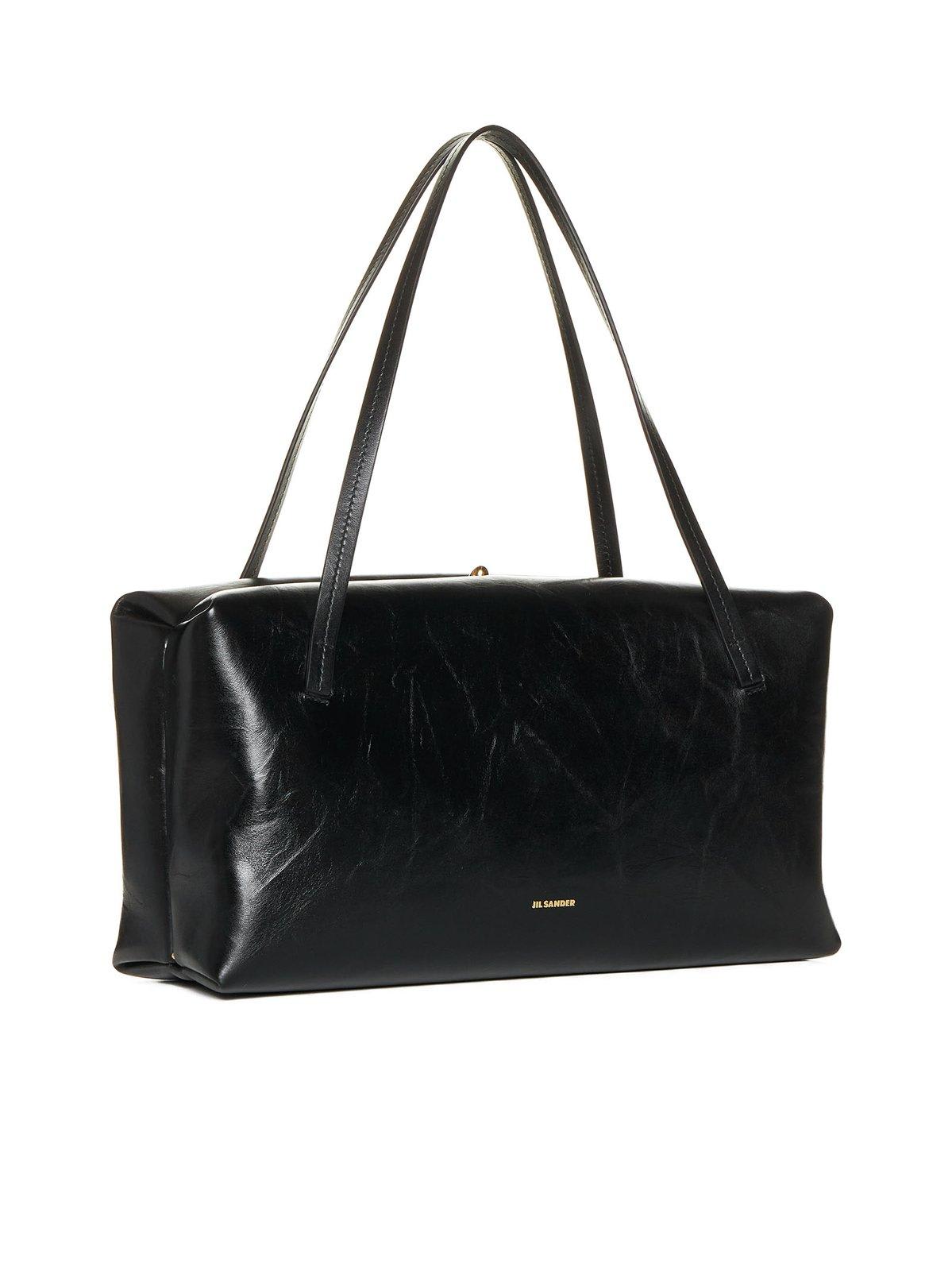 Jil Sander Large Goji Pillow Black Leather Bag In Black