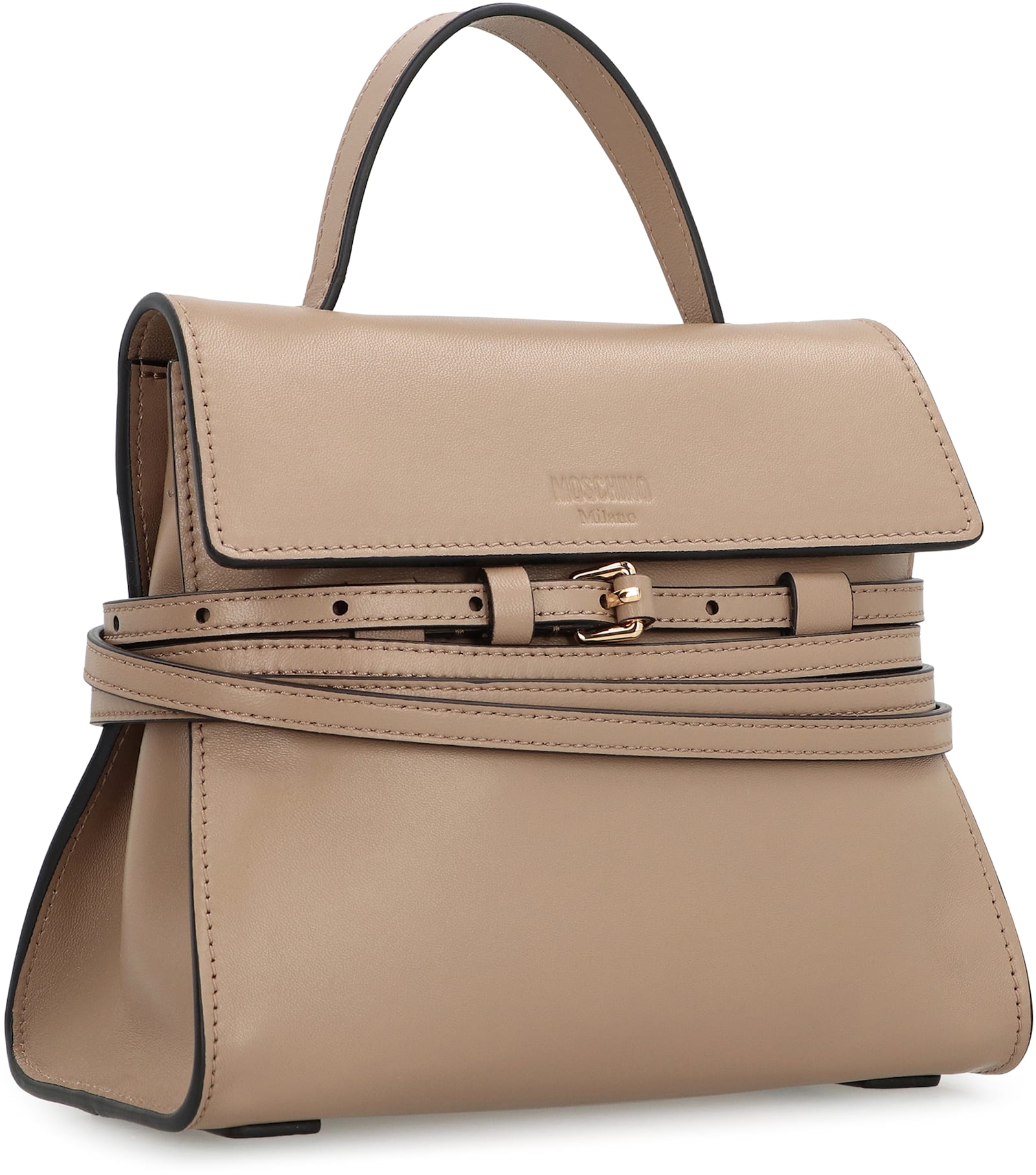 Moschino Tie Me Small Leather Handbag In Nude